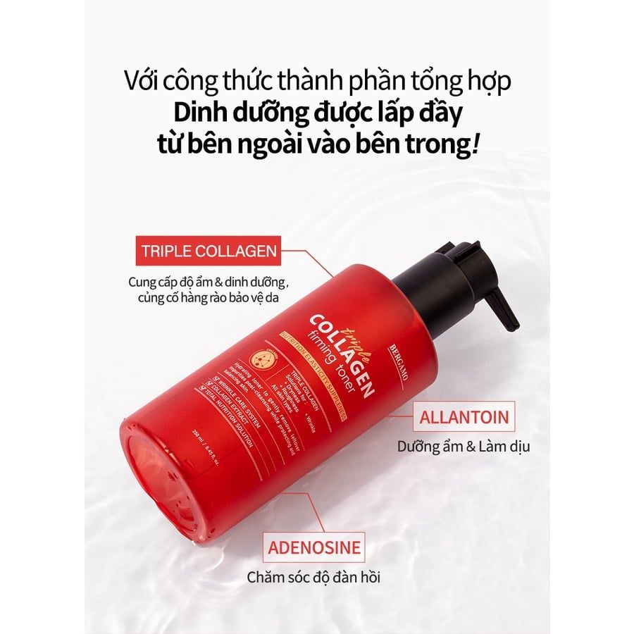 TONER COLLAGEN SĂN CHẮC BERGAMO TRIPLE COLLAGEN FIRMING TONER 250ML
