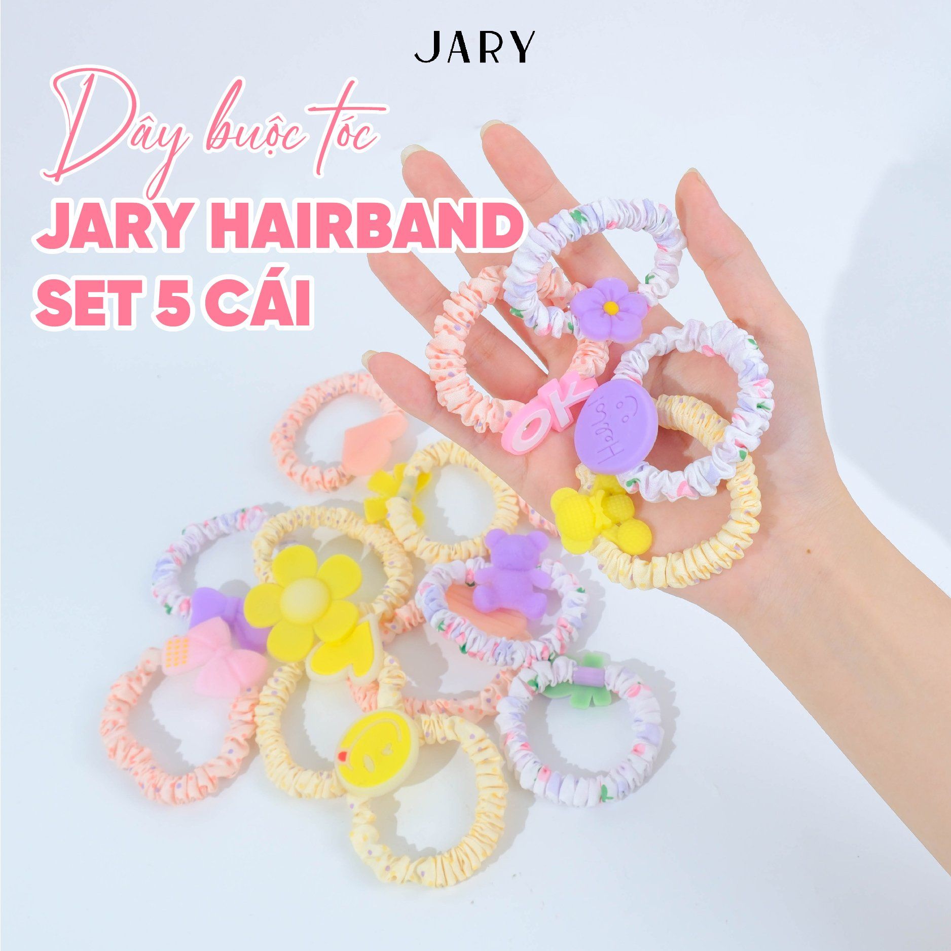 DÂY BUỘC TÓC JARY HAIRBAND SET 5 CÁI - HB1 - HB1.0 - HB1.0.0 - MÀU HỒNG