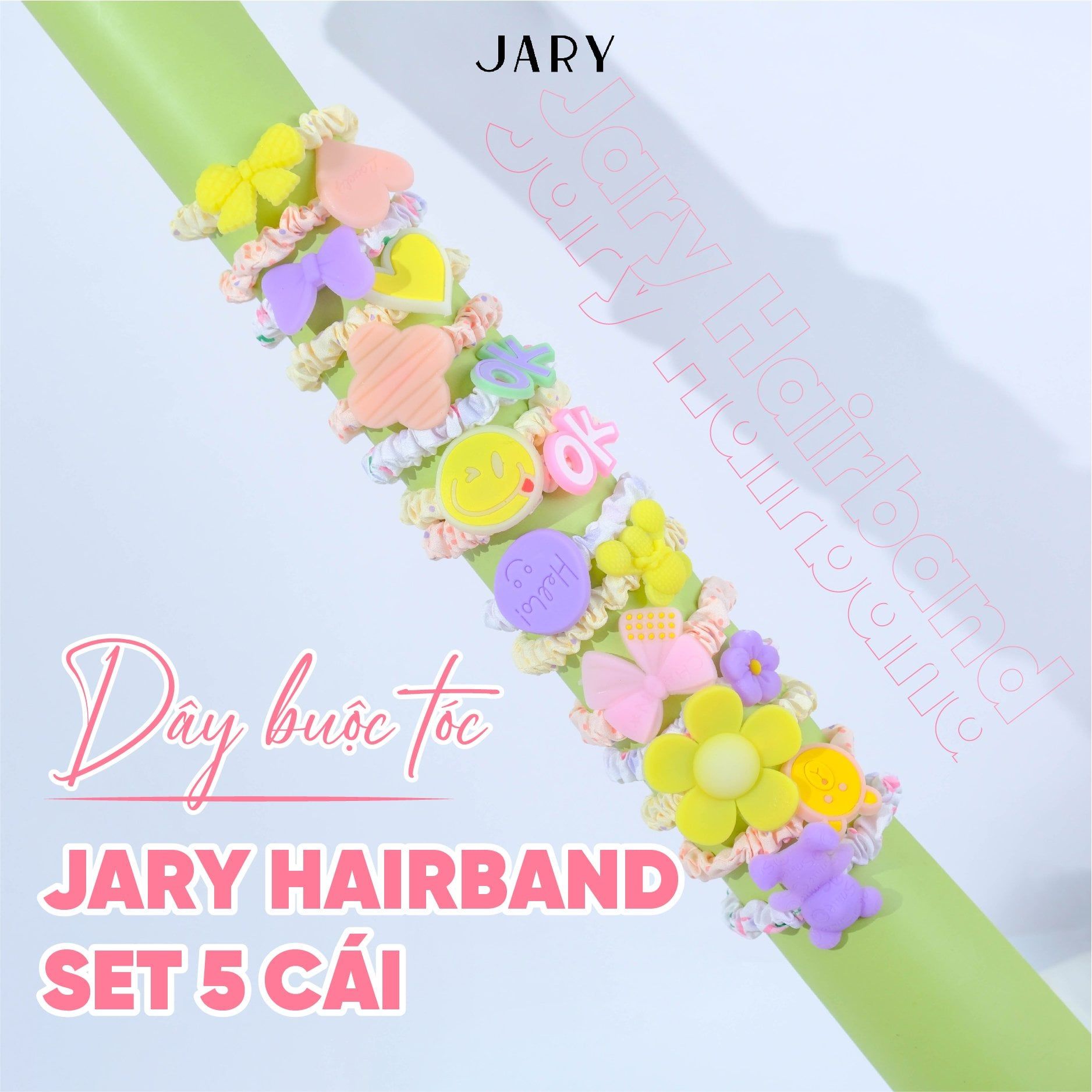 DÂY BUỘC TÓC JARY HAIRBAND SET 5 CÁI - HB1 - HB1.0 - HB1.0.0 - MÀU HỒNG