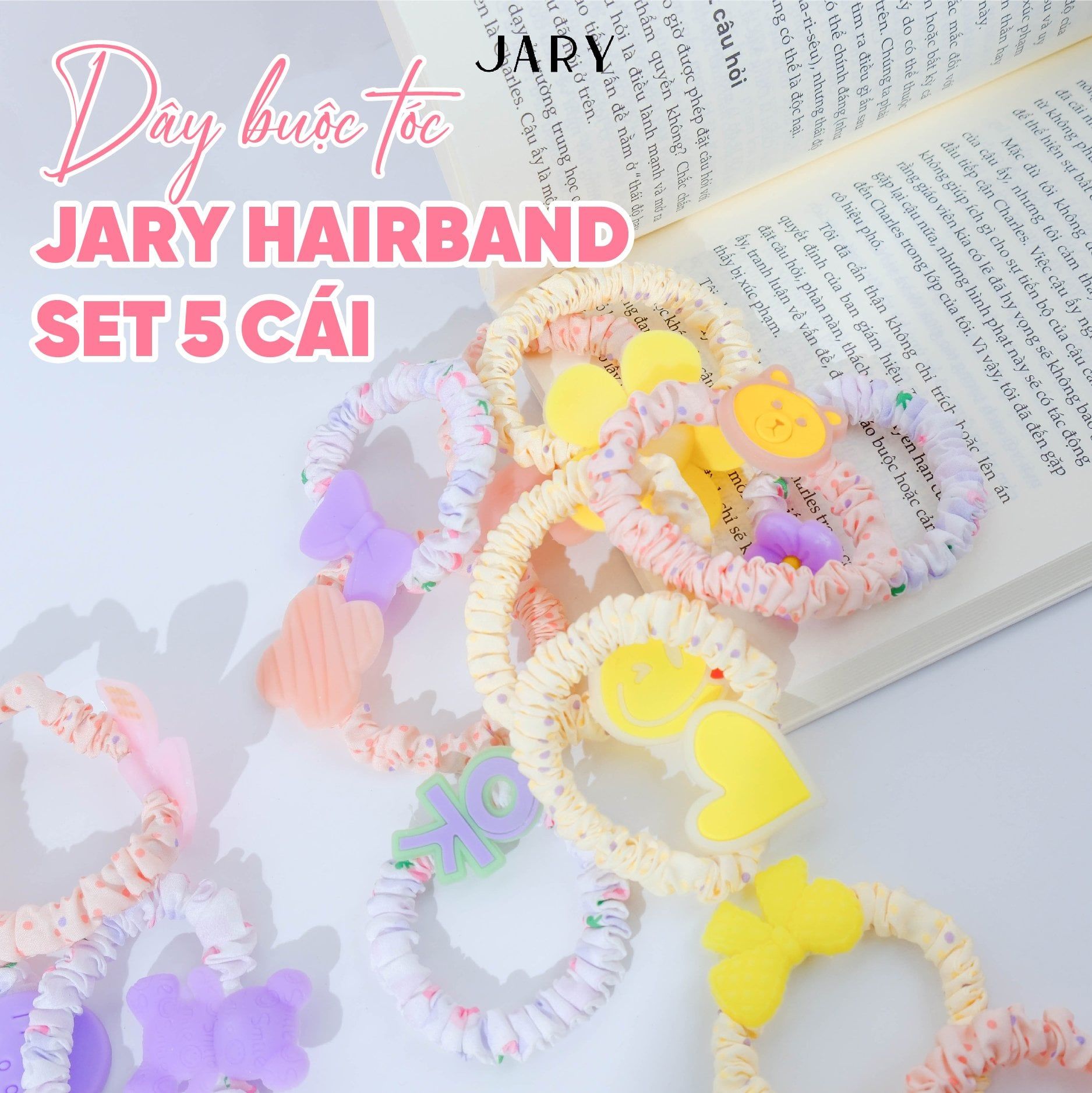DÂY BUỘC TÓC JARY HAIRBAND SET 5 CÁI - HB1 - HB1.0 - HB1.0.0 - MÀU HỒNG