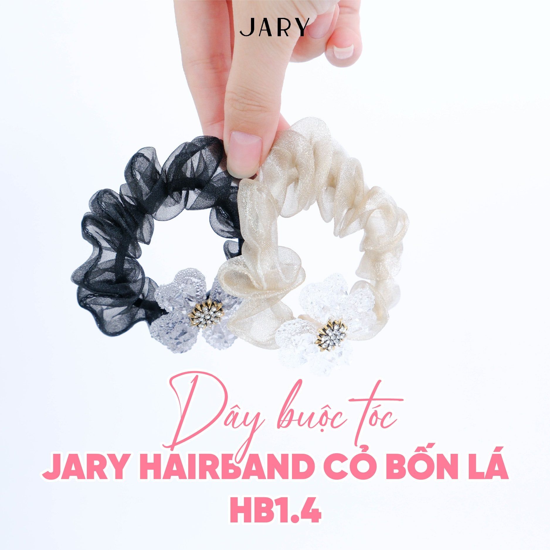DÂY BUỘC TÓC JARY HAIRBAND CỎ BỐN LÁ - HB1 - HB1.4 - HB1.4.2 - MÀU TRẮNG