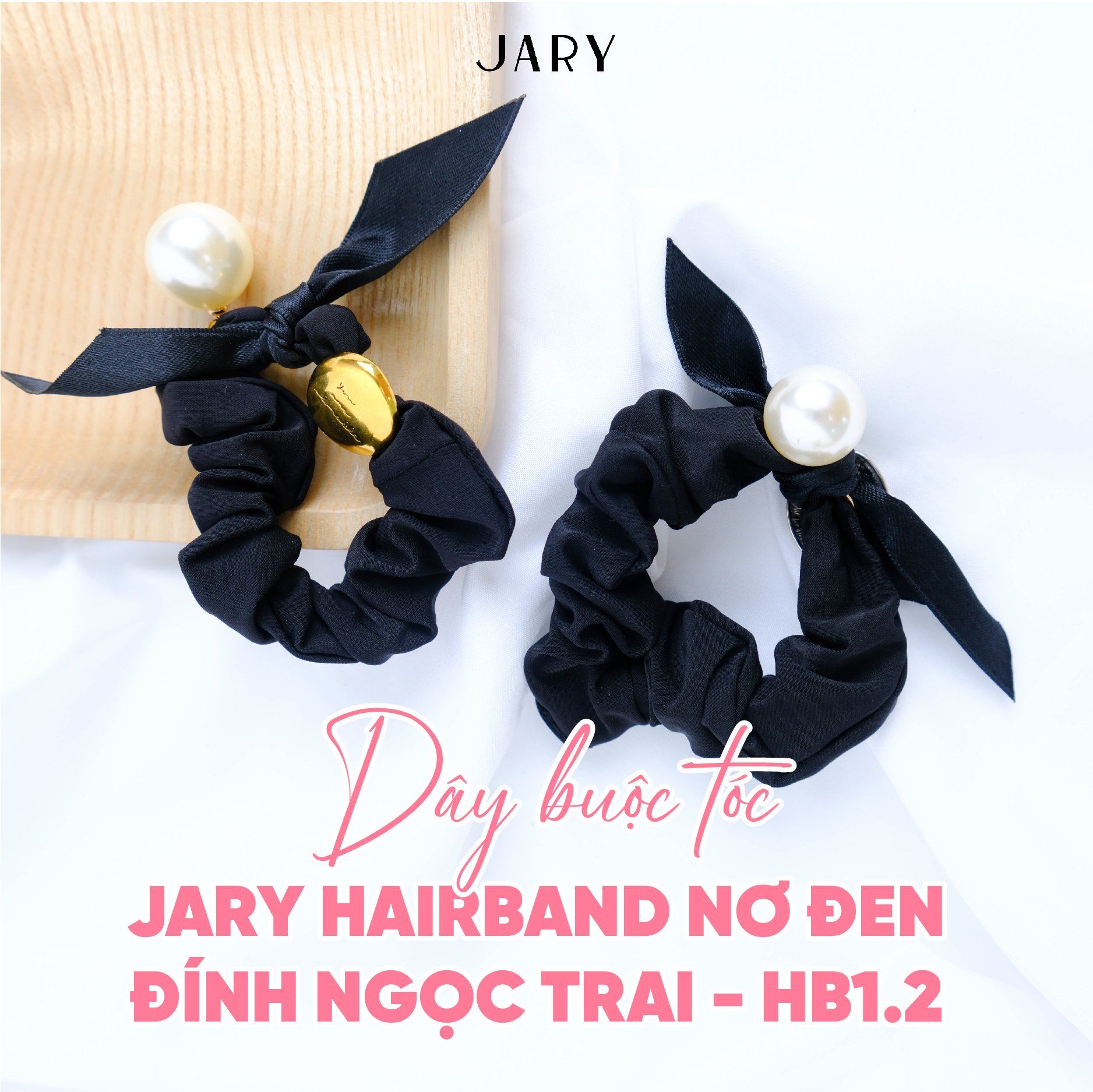 DÂY BUỘC TÓC JARY HAIRBAND NƠ ĐEN ĐÍNH NGỌC TRAI - HB1 - HB1.2 - HB1.2.1 - MÀU VÀNG