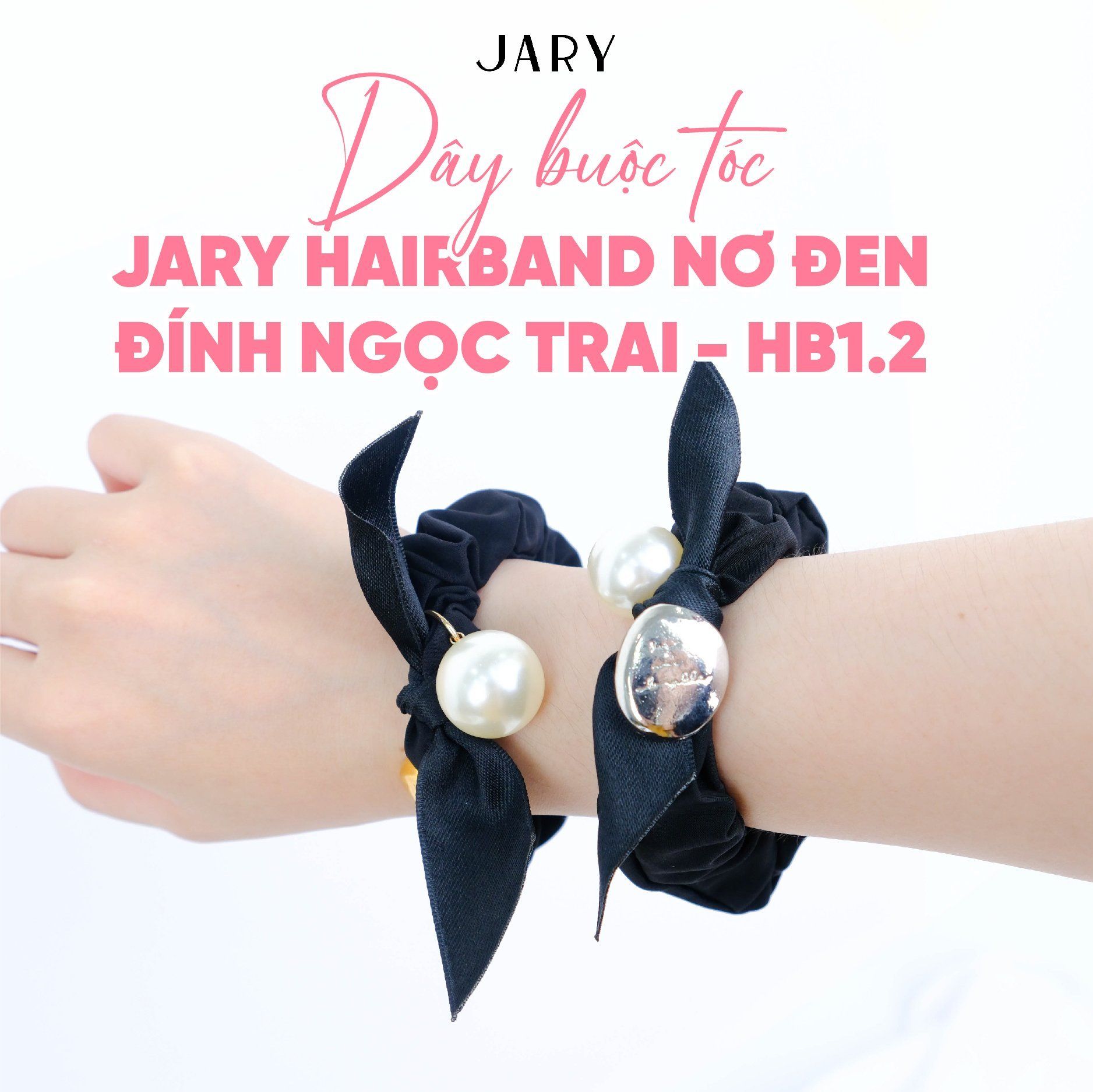 DÂY BUỘC TÓC JARY HAIRBAND NƠ ĐEN ĐÍNH NGỌC TRAI - HB1 - HB1.2 - HB1.2.1 - MÀU VÀNG