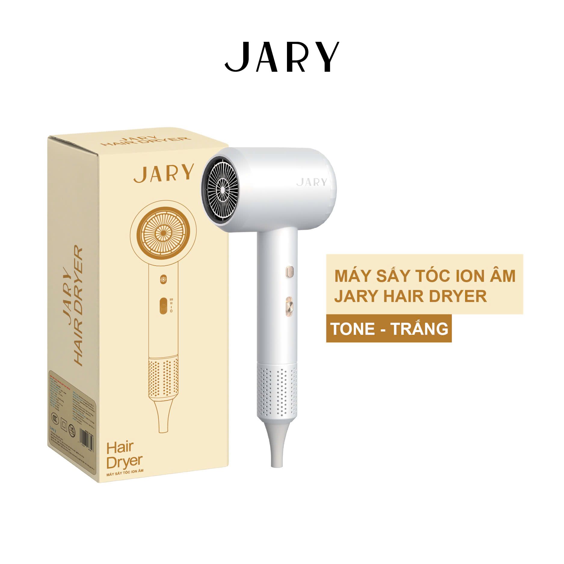 MÁY SẤY TÓC ION ÂM JARY HAIR DRYER - TONE TRẮNG