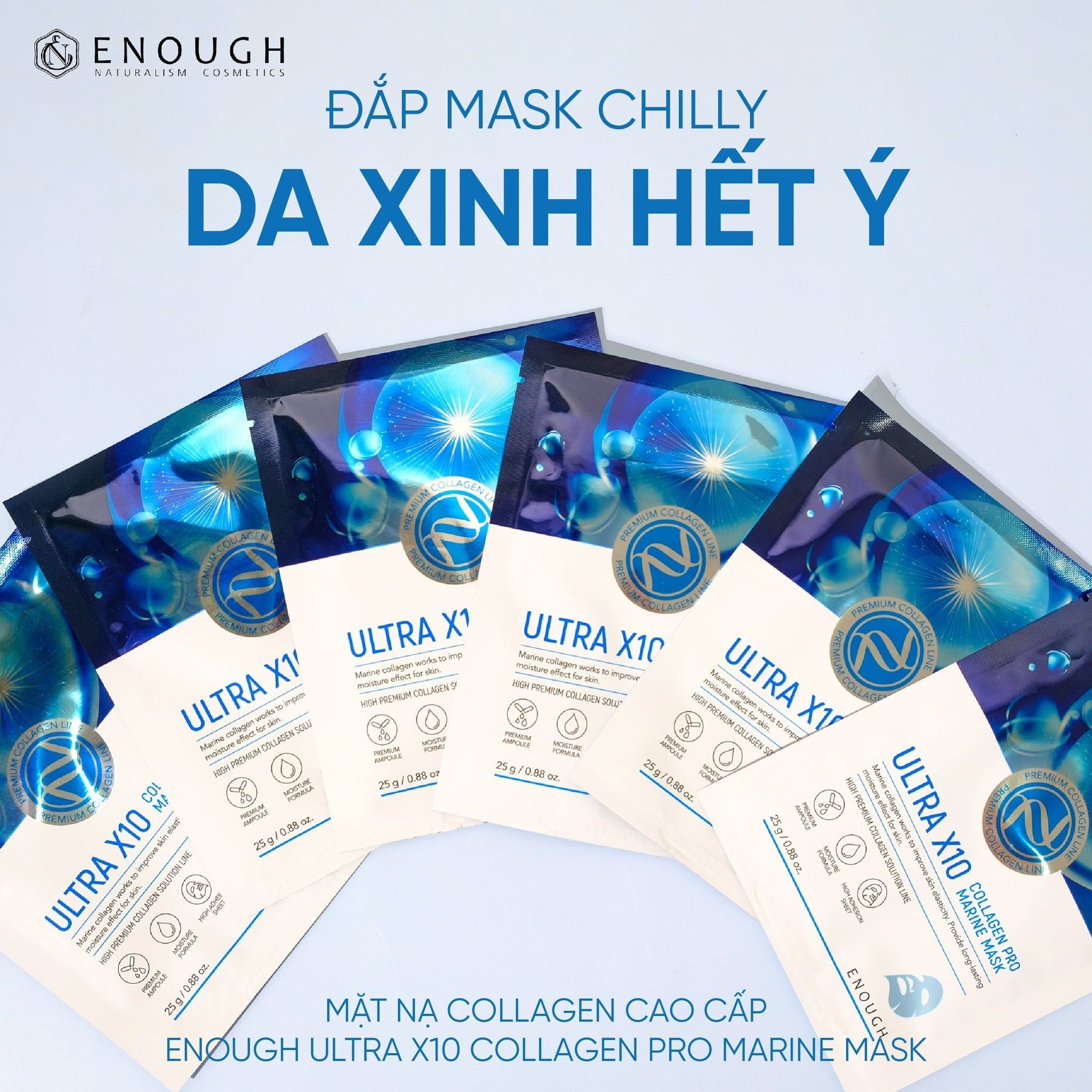 MẶT NẠ COLLAGEN CAO CẤP ENOUGH ULTRA X10 COLLAGEN PRO MARINE MASK ( HỘP 10 MIẾNG)