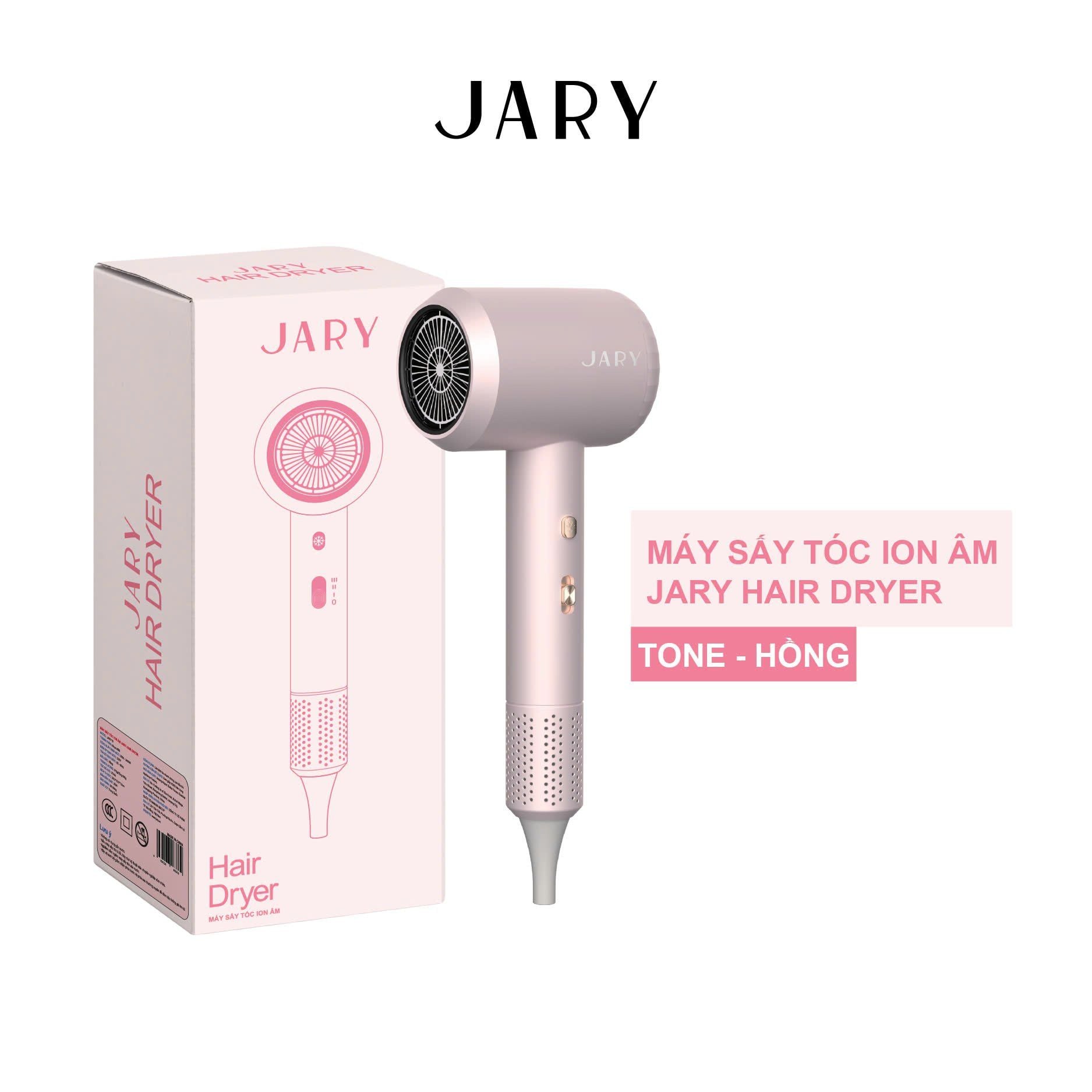 MÁY SẤY TÓC ION ÂM JARY HAIR DRYER - TONE HỒNG