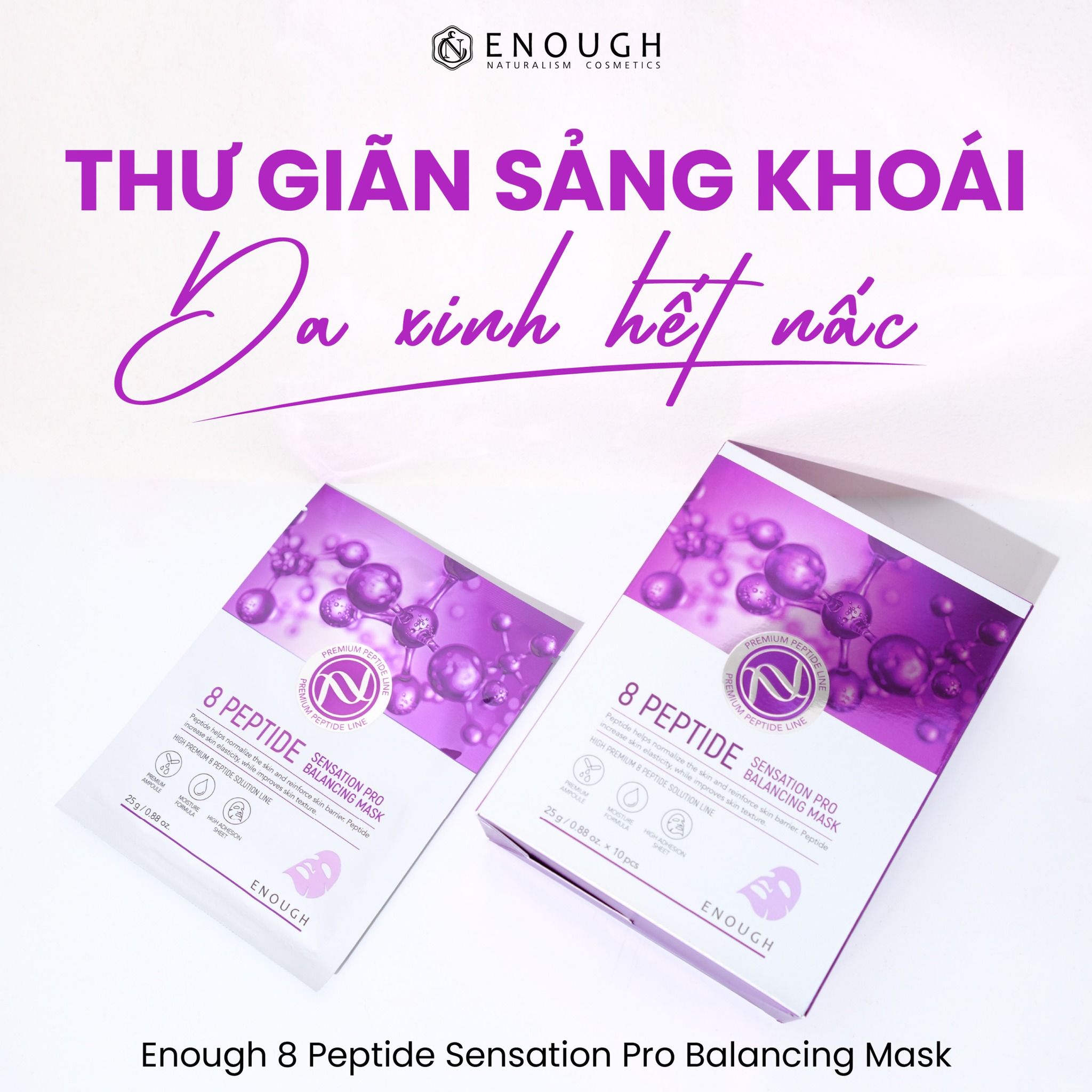 MẶT NẠ PEPTIDE CAO CẤP ENOUGH 8 PEPTIDE SENSATION PRO BALANCING MASK (HỘP 10 MIẾNG)