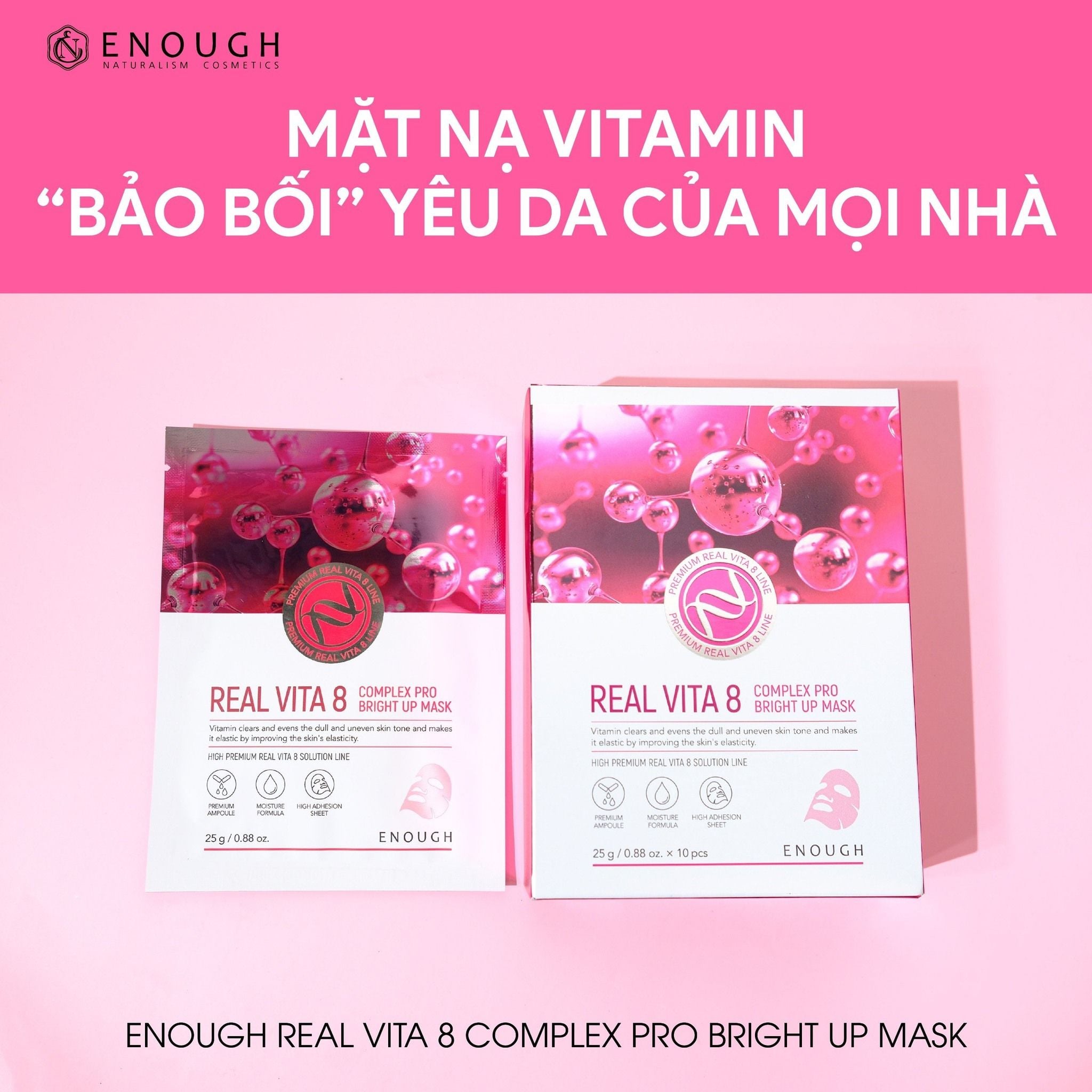 MẶT NẠ VITAMIN CAO CẤP ENOUGH REAL VITA 8 COMPLEX PRO BRIGHT UP MASK ( HỘP 10 MIẾNG)
