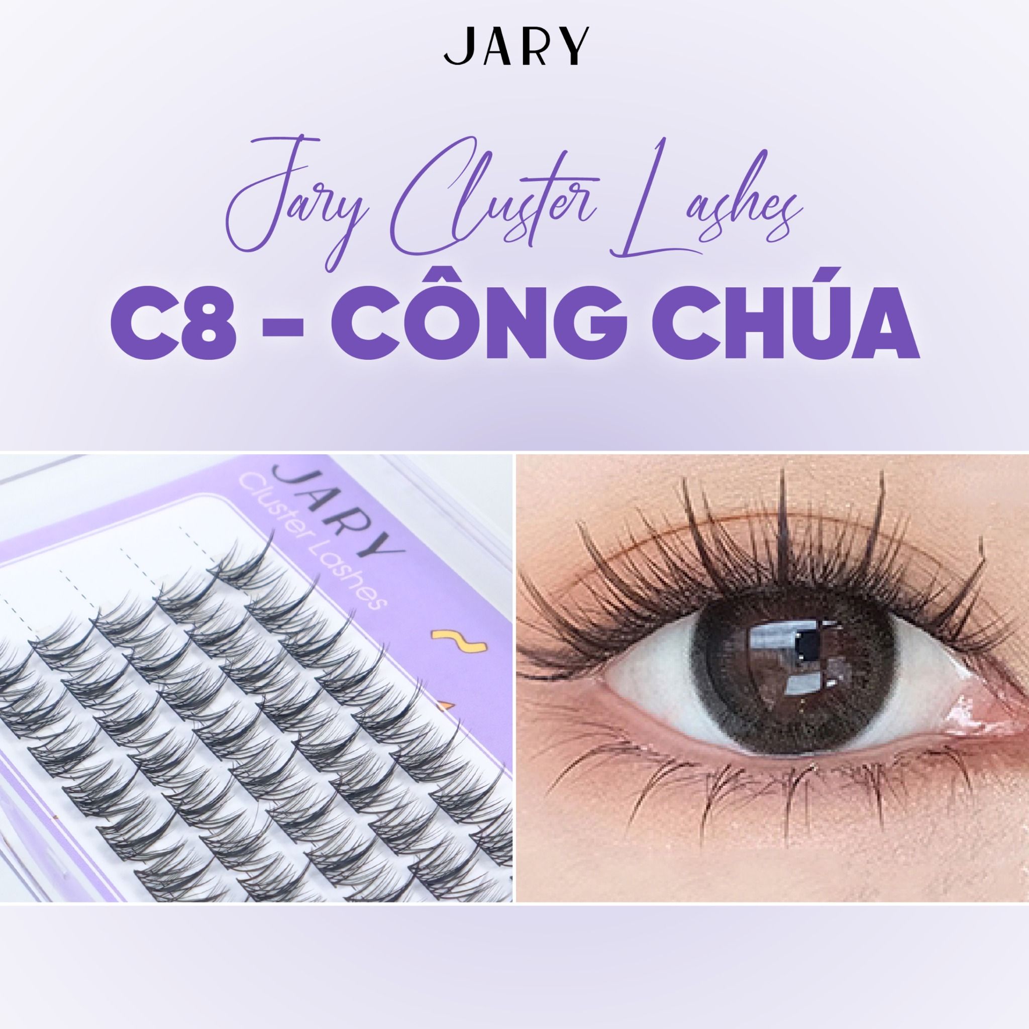 LÔNG MI CỤM TỰ NHIÊN JARY CLUSTER LASHES HỘP NHỰA 5 HÀNG - C8 CÔNG CHÚA