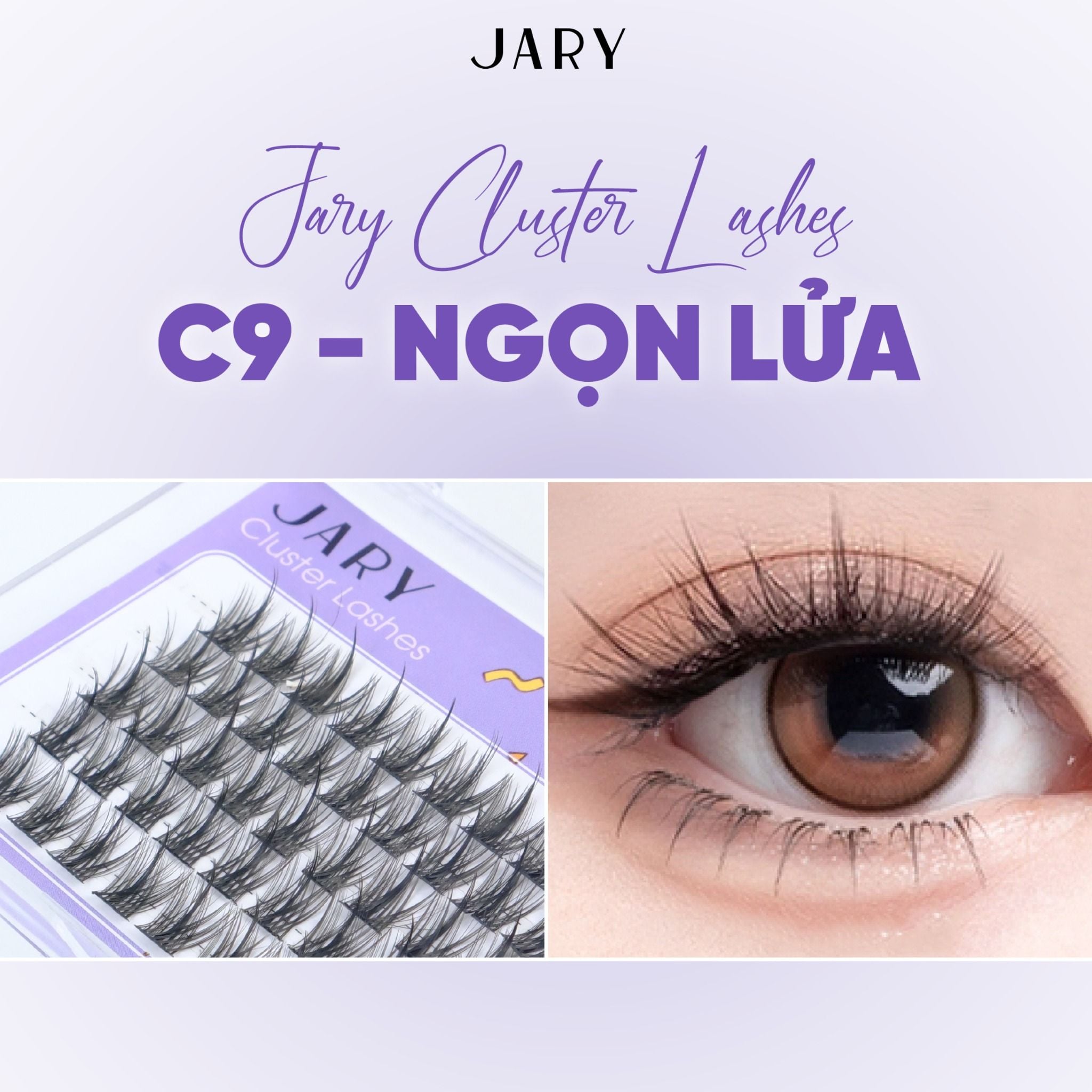 LÔNG MI CỤM TỰ NHIÊN JARY CLUSTER LASHES HỘP NHỰA 5 HÀNG - C9 NGỌN LỬA