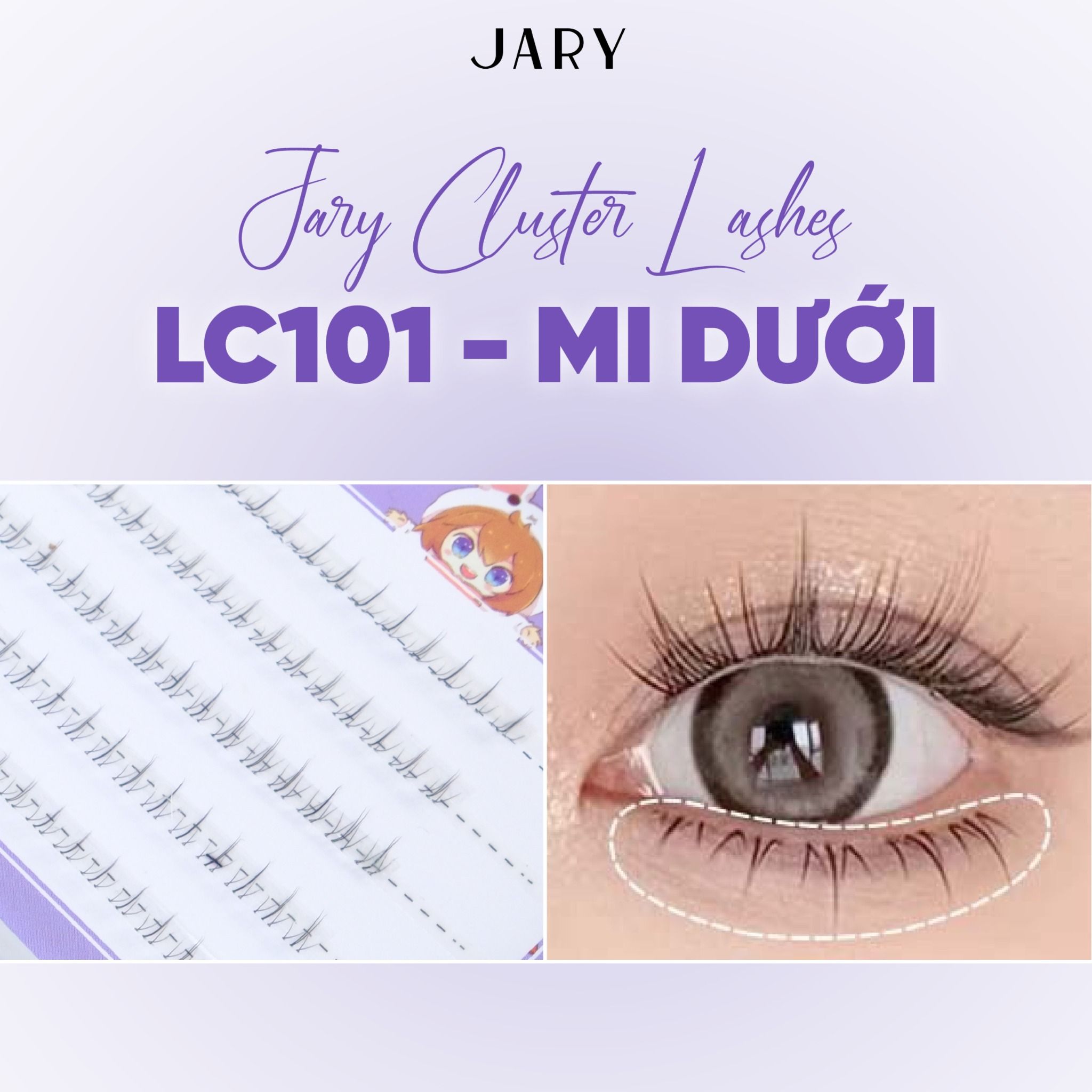 LÔNG MI CỤM TỰ NHIÊN JARY CLUSTER LASHES HỘP NHỰA 5 HÀNG - LC101 MI DƯỚI