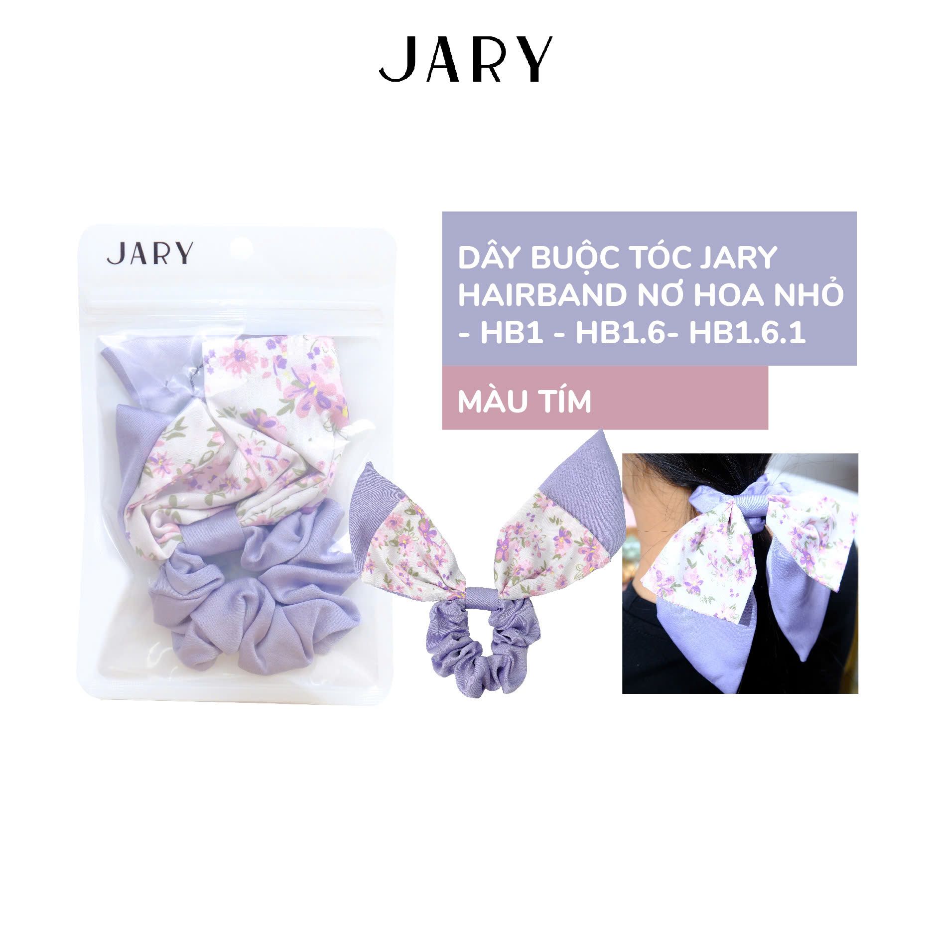 DÂY BUỘC TÓC JARY HAIRBAND NƠ HOA NHỎ - HB1 - HB1.6 - HB1.6.1 - MÀU TÍM