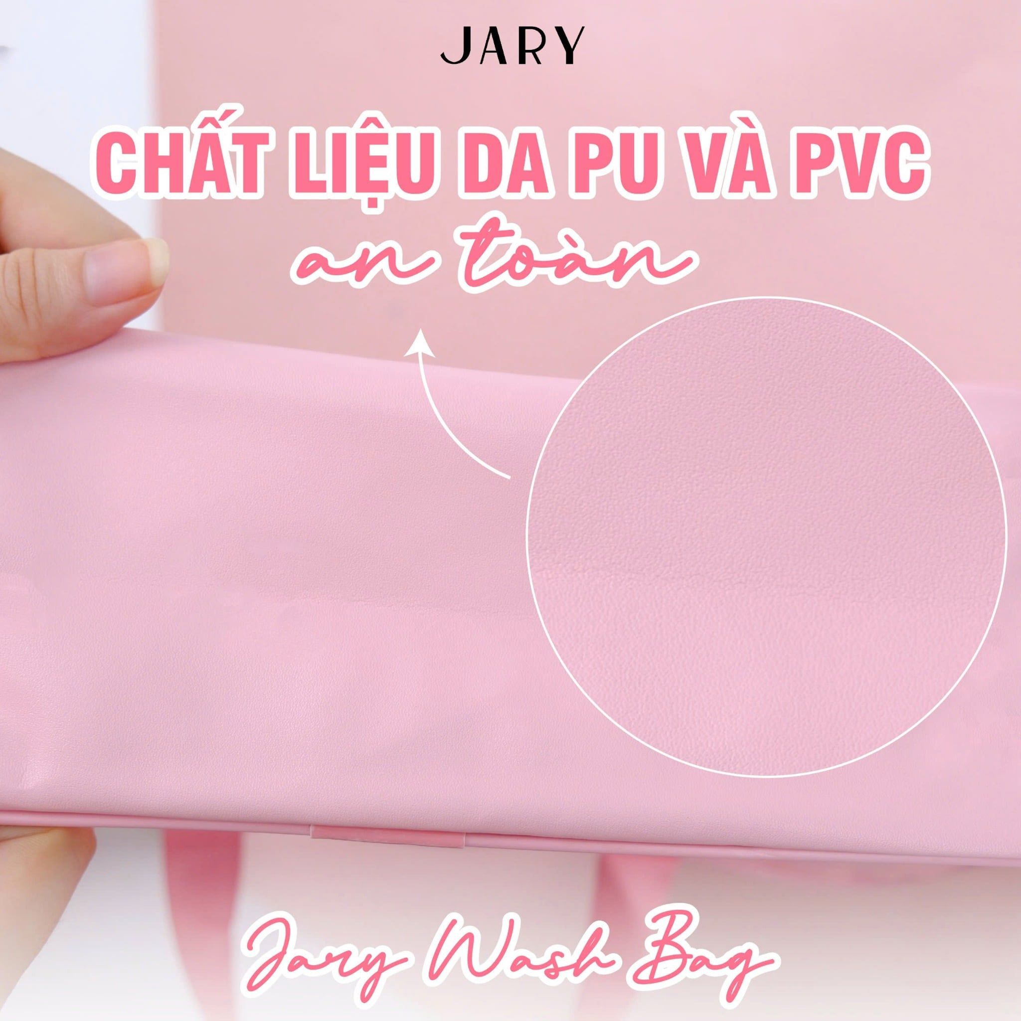 TÚI ĐỰNG MỸ PHẨM TRONG SUỐT JARY WASH BAG - MÀU HỒNG - SIZE L