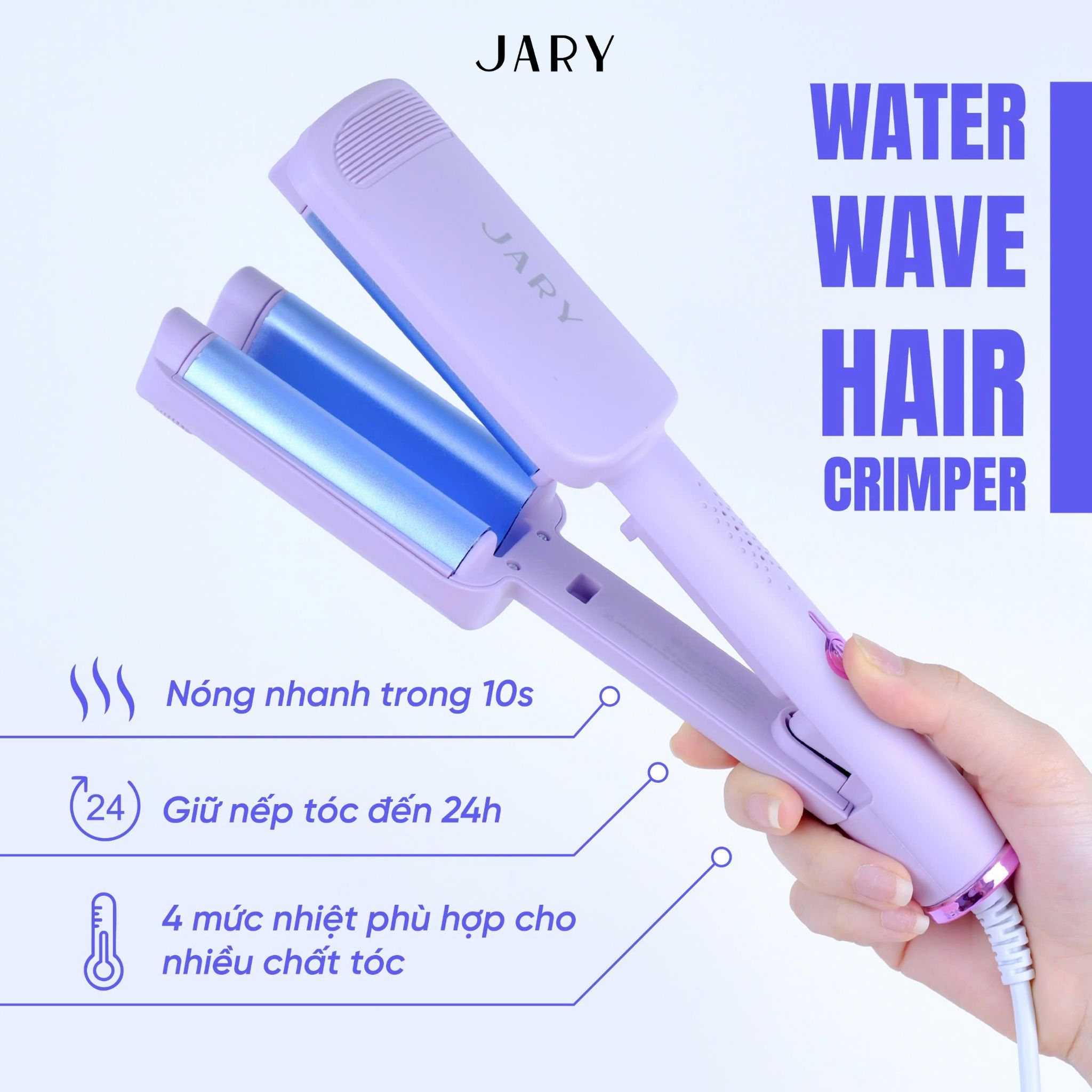 MÁY BẤM TÓC SÓNG NƯỚC JARY WATER WAVE HAIR CRIMPER - TONE TÍM