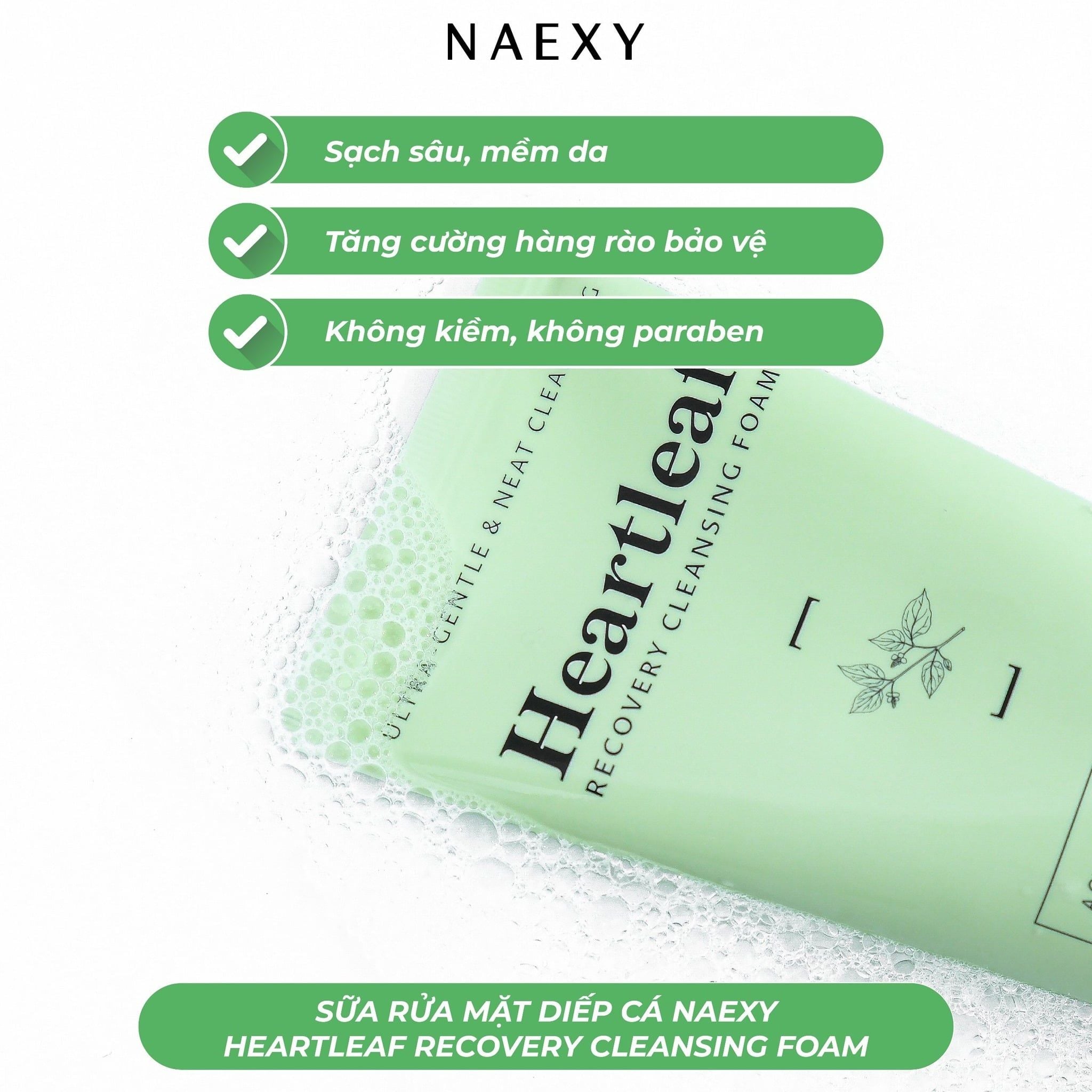 SỮA RỬA MẶT DIẾP CÁ NAEXY HEARTLEAF RECOVERY CLEANSING FOAM 100ML