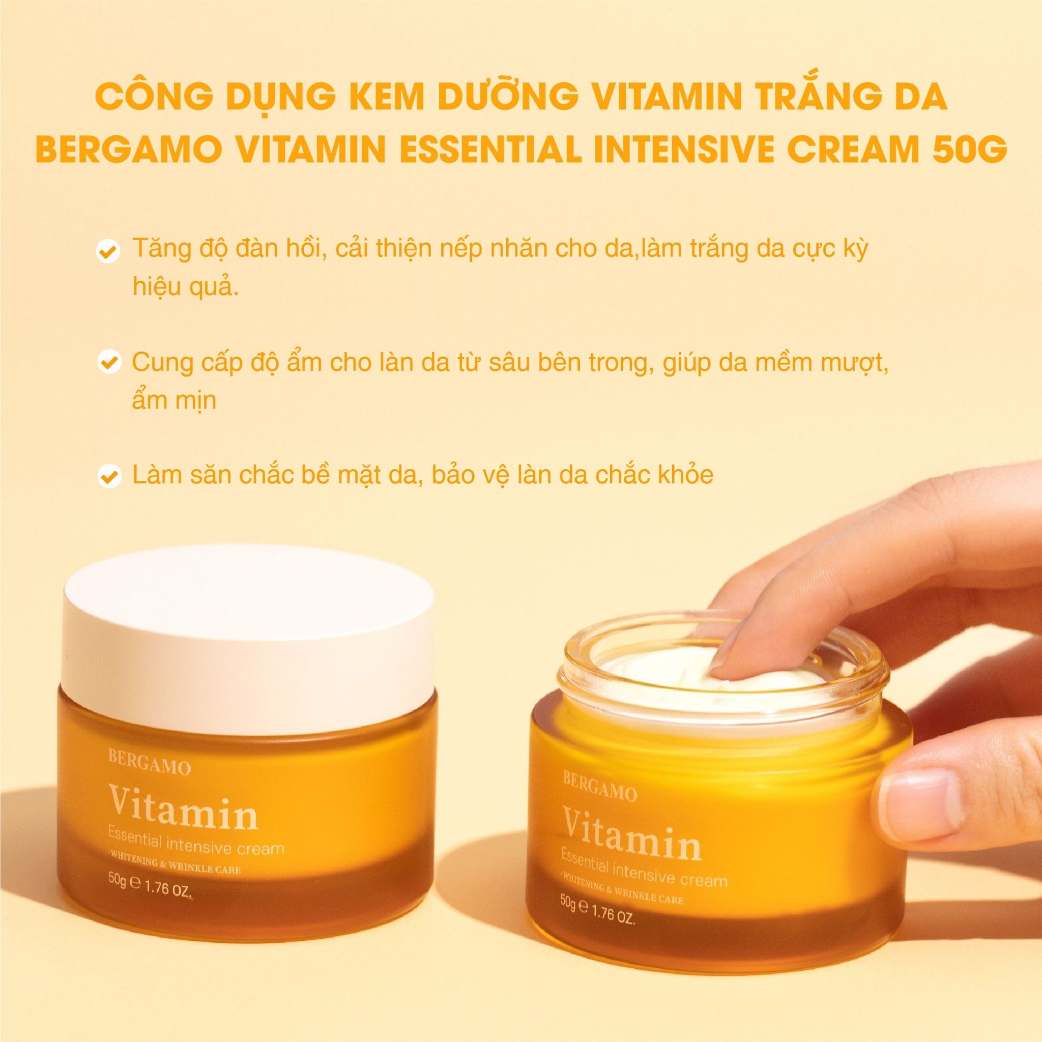 KEM DƯỠNG SÁNG DA BERGAMO VITAMIN ESSENTIAL INTENSIVE CREAM 50G