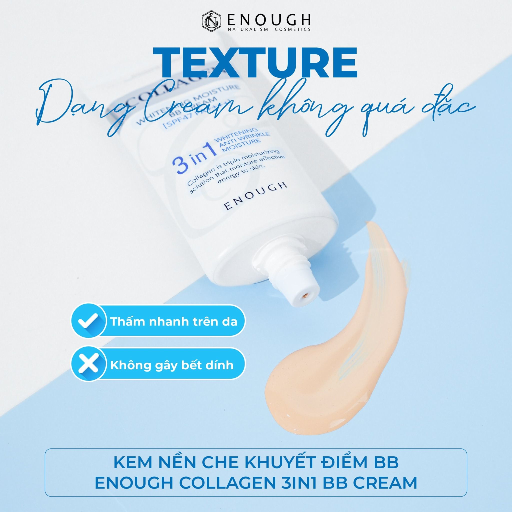 KEM CHE KHUYẾT ĐIỂM BB ENOUGH COLLAGEN 3IN1 BB CREAM 50G