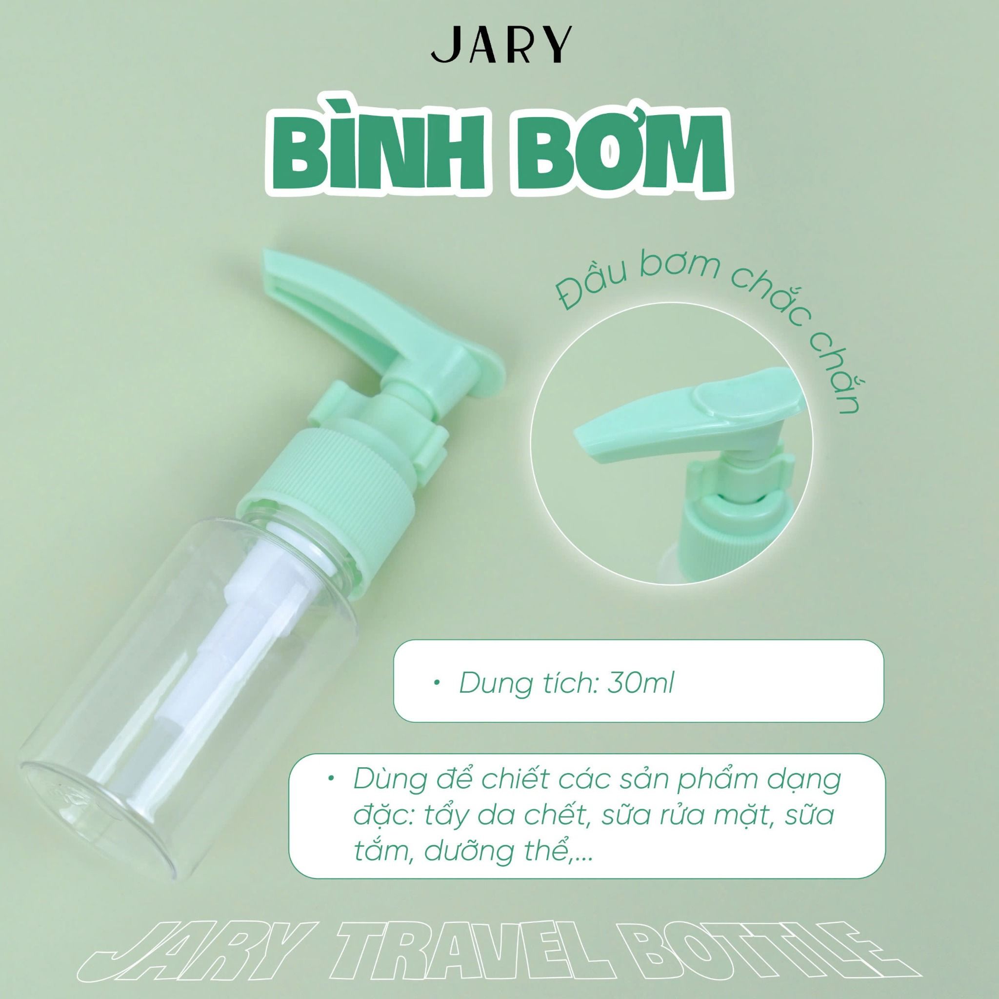 BỘ CHAI LỌ CHIẾT MỸ PHẨM JARY TRAVEL BOTTLE SET - 02 - MÀU XANH LÁ