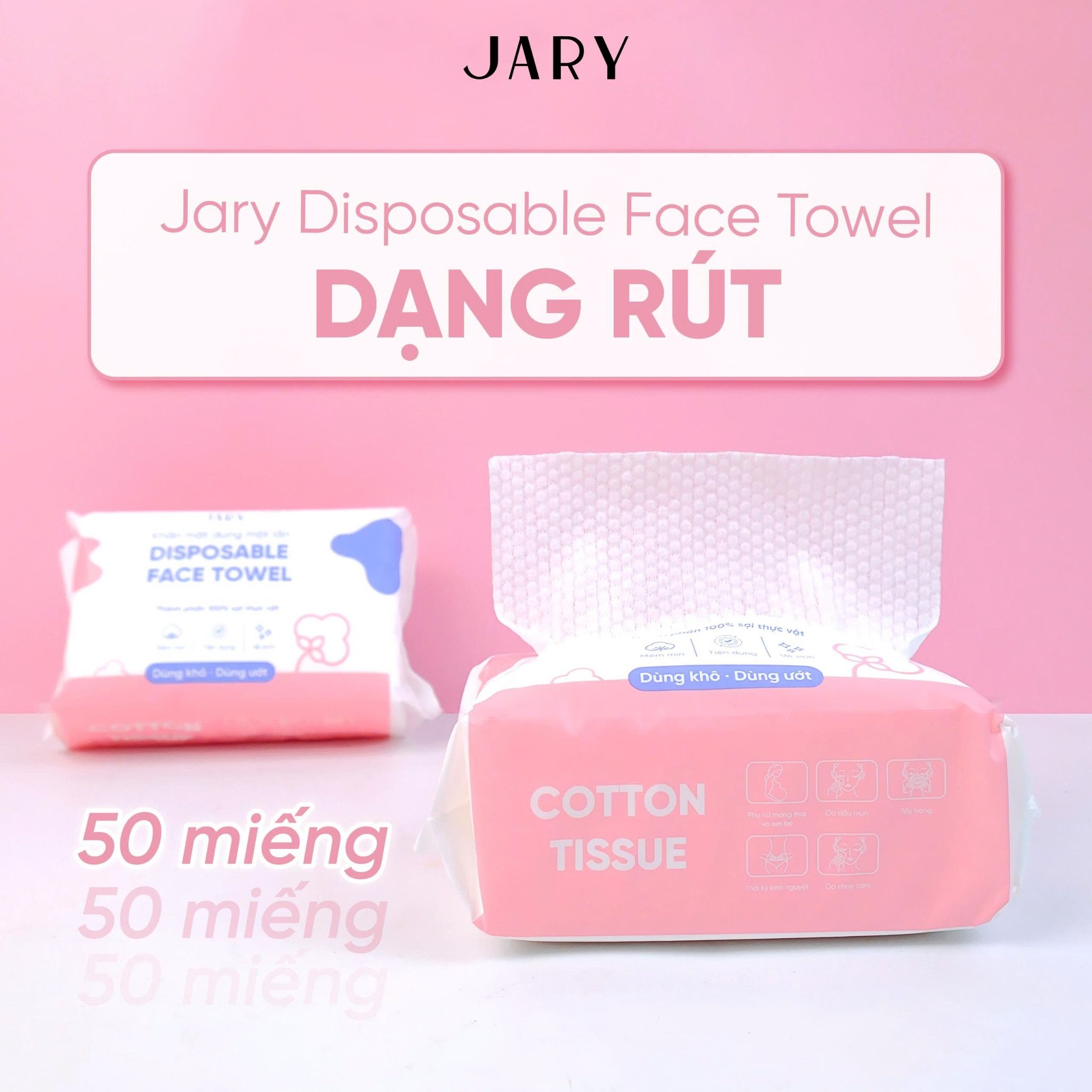 KHĂN MẶT DÙNG MỘT LẦN JARY DISPOSABLE FACE TOWEL - DẠNG RÚT