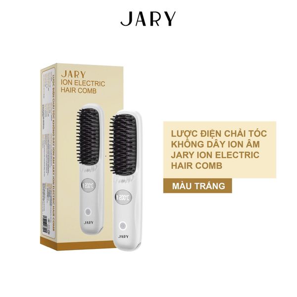 LƯỢC ĐIỆN CHẢI TÓC KHÔNG DÂY ION ÂM JARY ION ELECTRIC HAIR COMB - MÀU TRẮNG