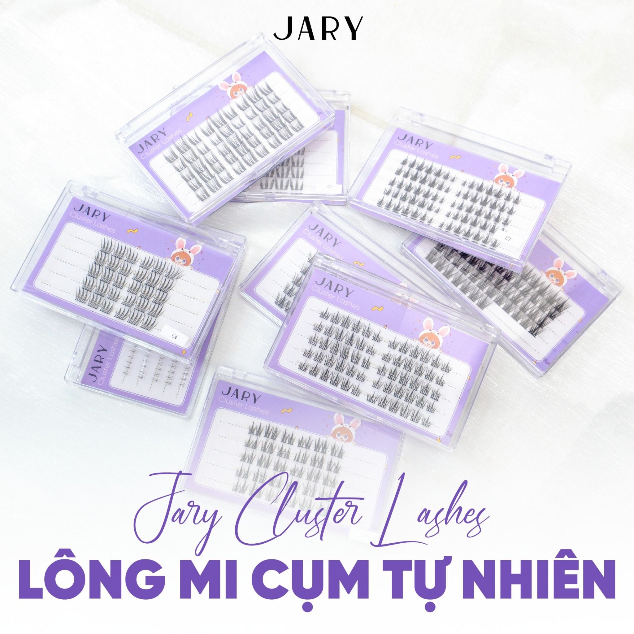 LÔNG MI CỤM TỰ NHIÊN JARY CLUSTER LASHES HỘP NHỰA 5 HÀNG - C1 HƯỚNG DƯƠNG