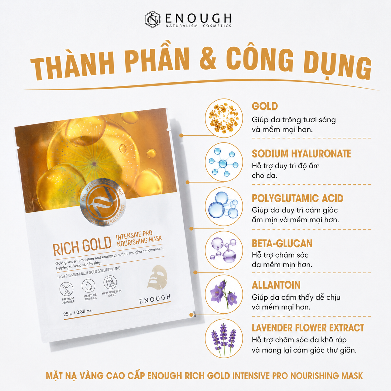 MẶT NẠ VÀNG CAO CẤP ENOUGH RICH GOLD INTENSIVE PRO NOURISHING MASK (HỘP 10 MIẾNG)