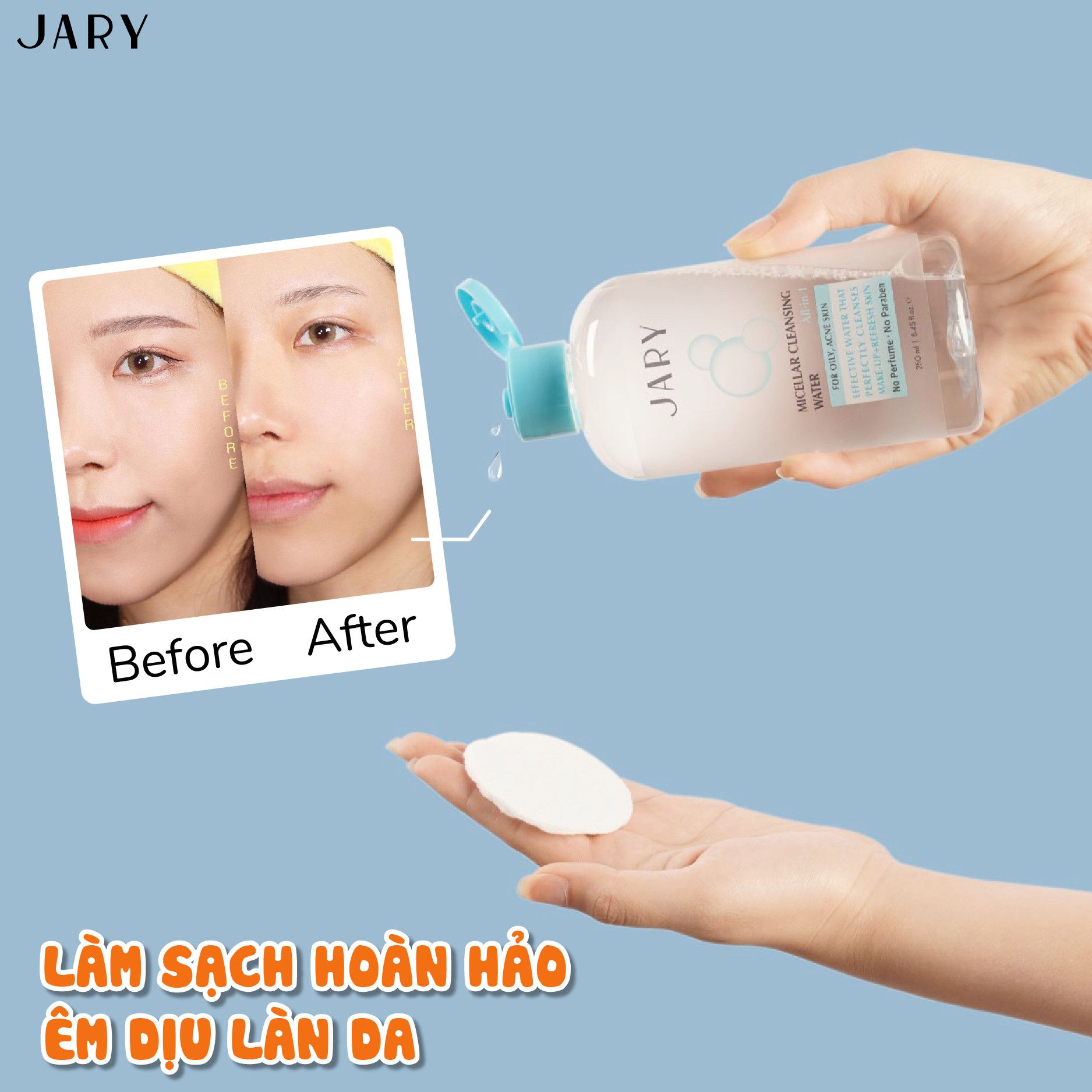 NƯỚC TẨY TRANG JARY MICELLAR CLEANSING WATER MÀU XANH - DÀNH CHO DA DẦU MỤN