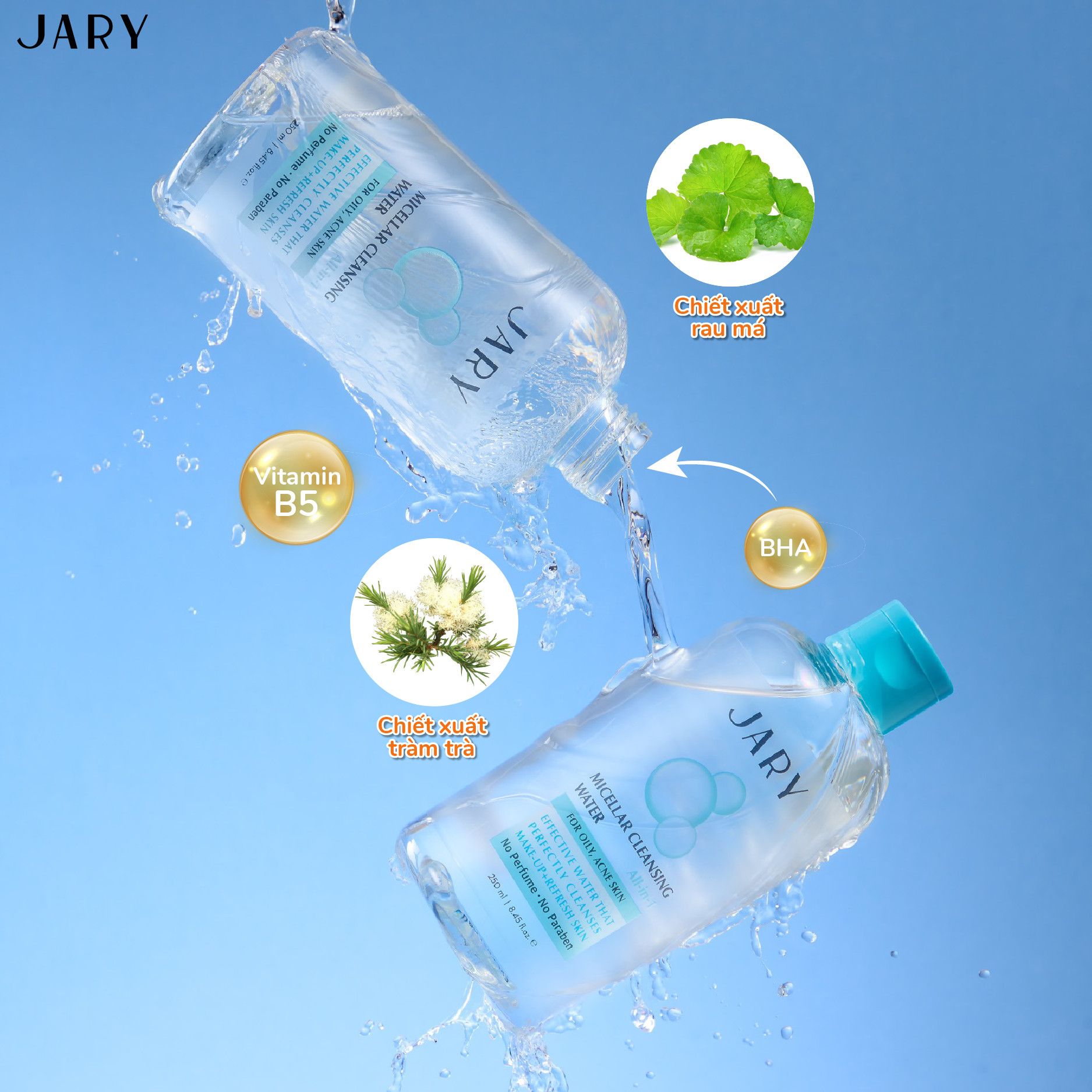 NƯỚC TẨY TRANG JARY MICELLAR CLEANSING WATER MÀU XANH - DÀNH CHO DA DẦU MỤN