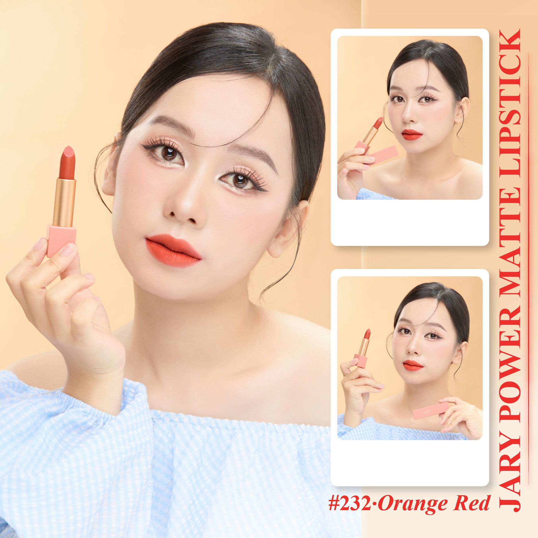 SON THỎI LÌ JARY POWER MATTE LIPSTICK 232 ORANGE RED - ĐỎ CAM