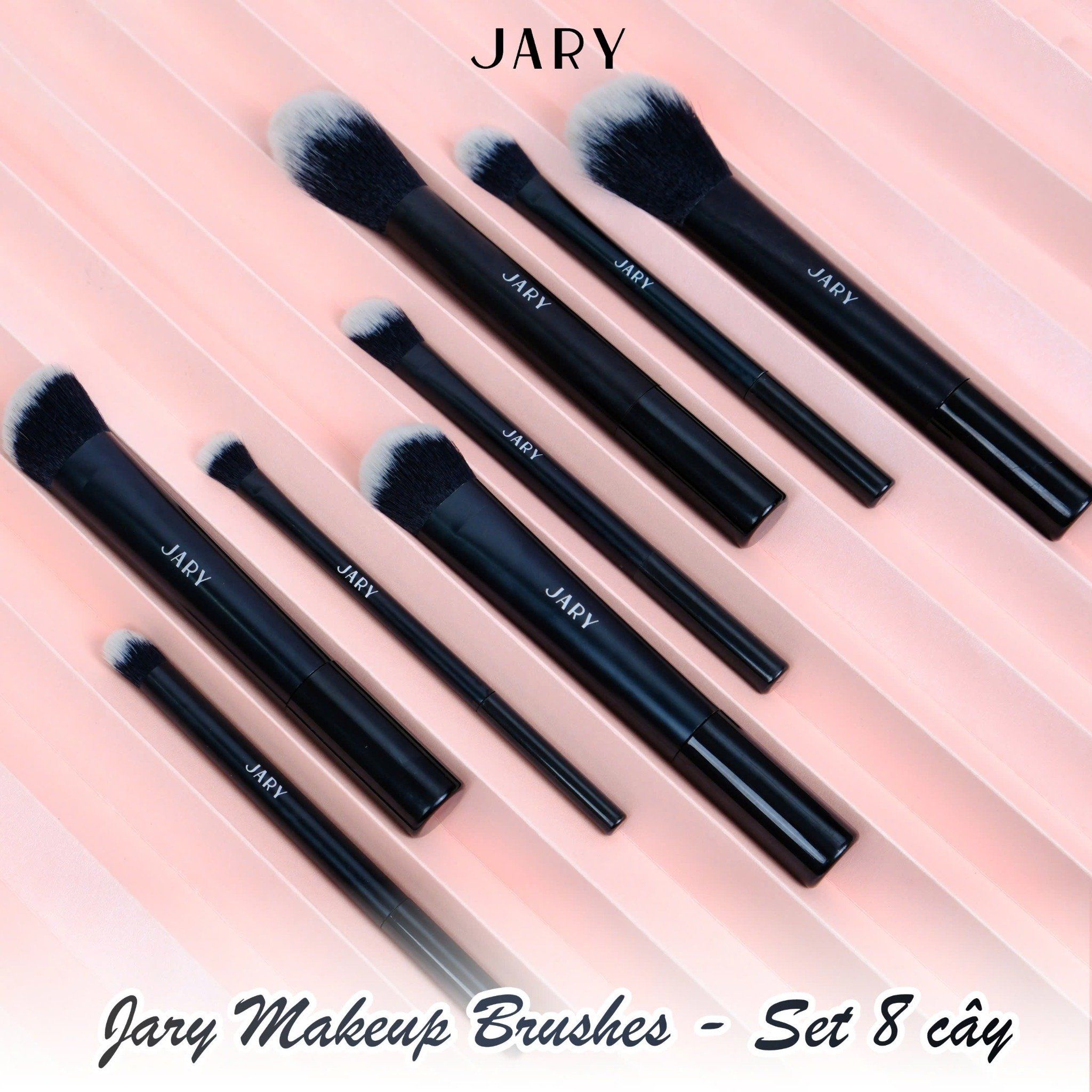 BỘ CỌ TRANG ĐIỂM JARY MAKEUP BRUSH - SET 8 CÂY - MÀU ĐEN + TÚI ĐỰNG DA PU