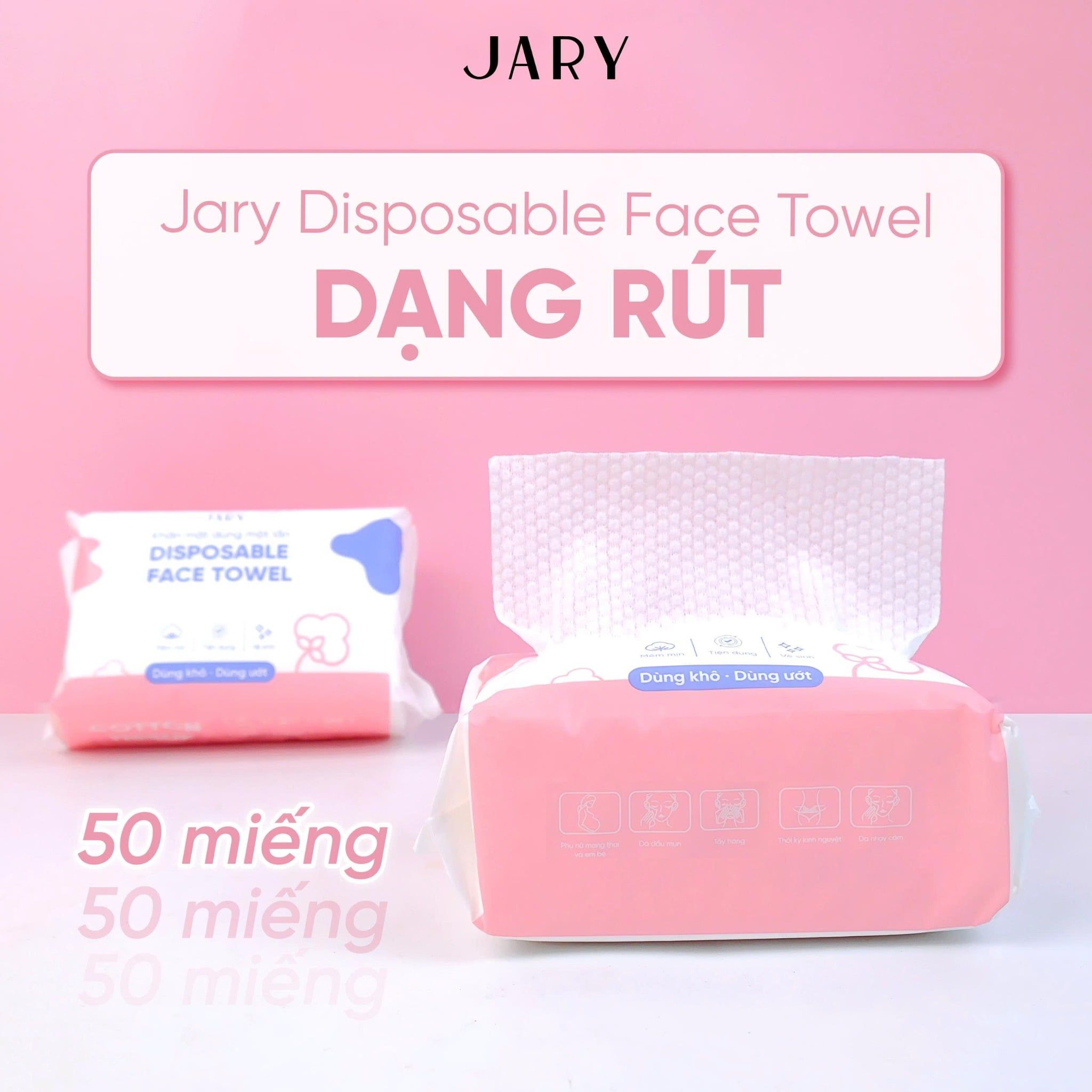KHĂN MẶT DÙNG MỘT LẦN JARY DISPOSABLE FACE TOWEL - DẠNG RÚT