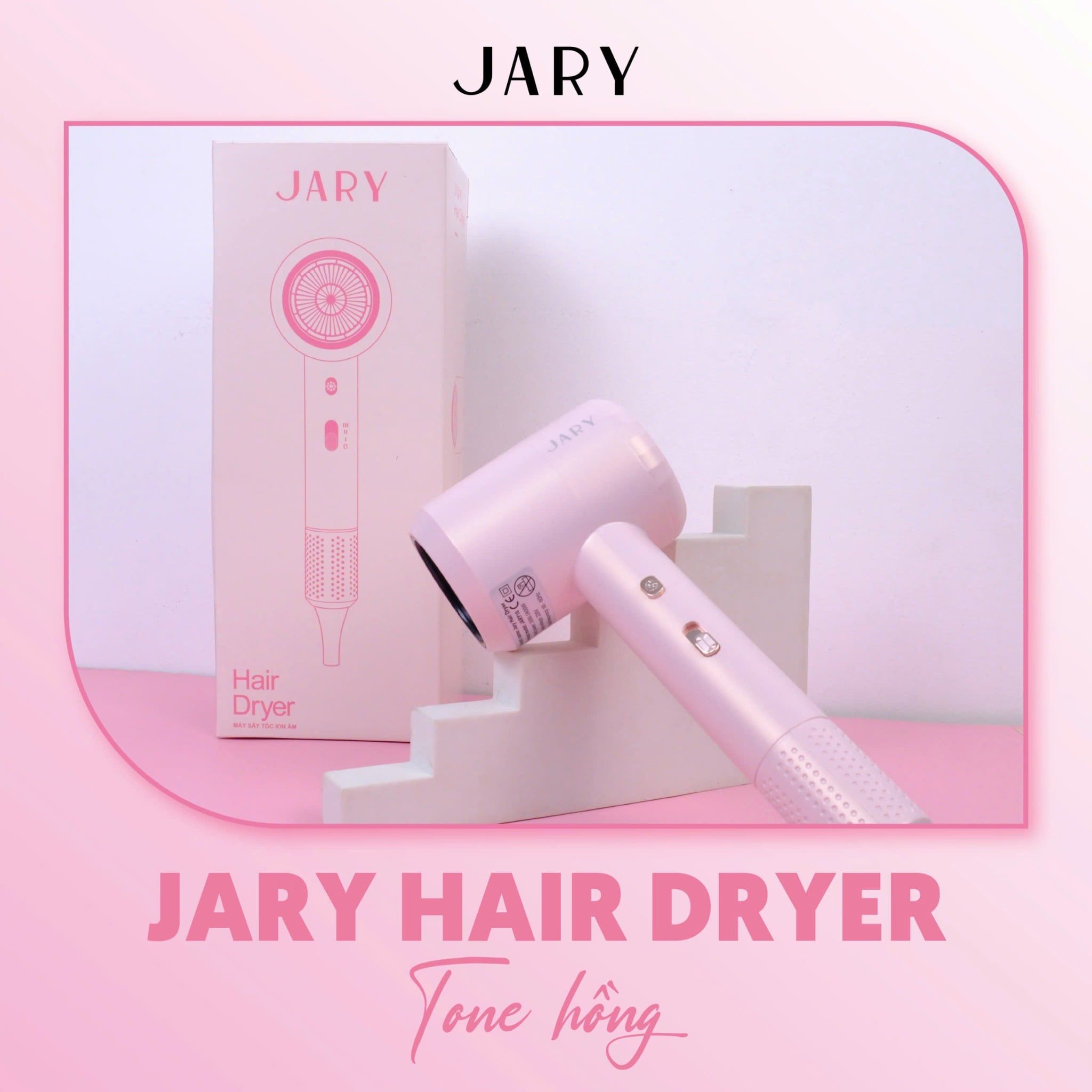 MÁY SẤY TÓC ION ÂM JARY HAIR DRYER - TONE HỒNG