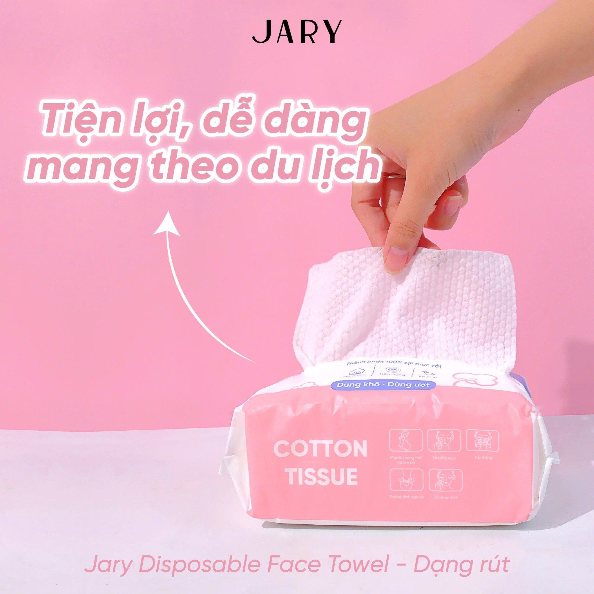 KHĂN MẶT DÙNG MỘT LẦN JARY DISPOSABLE FACE TOWEL - DẠNG RÚT