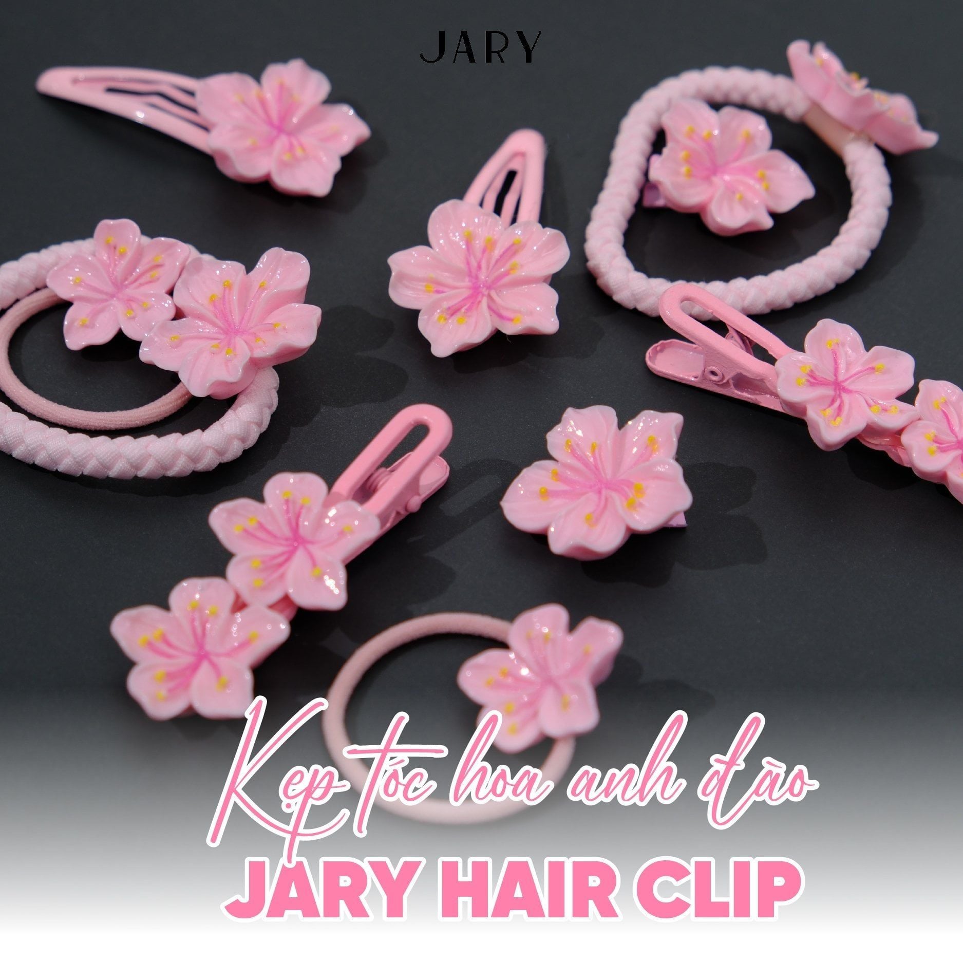 KẸP TÓC JARY HAIR CLIP SET 2 CÁI - HC2 - HC2.5 - HC2.5.1 - HOA ANH ĐÀO DẠNG KẸP NGẮN