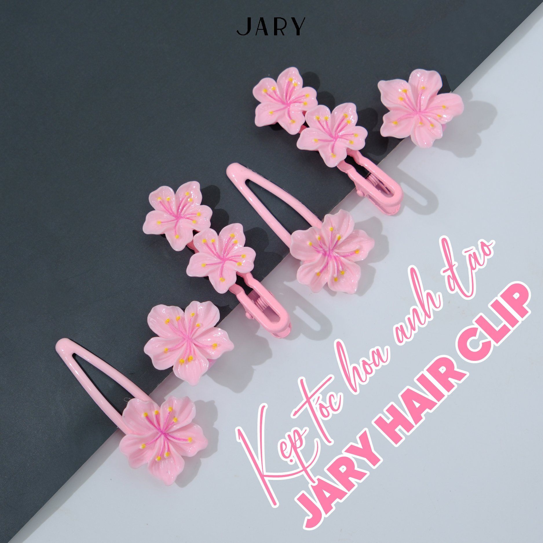 KẸP TÓC JARY HAIR CLIP SET 2 CÁI - HC2 - HC2.5 - HC2.5.2 - DẠNG KẸP HOA ANH ĐÀO ĐÔI