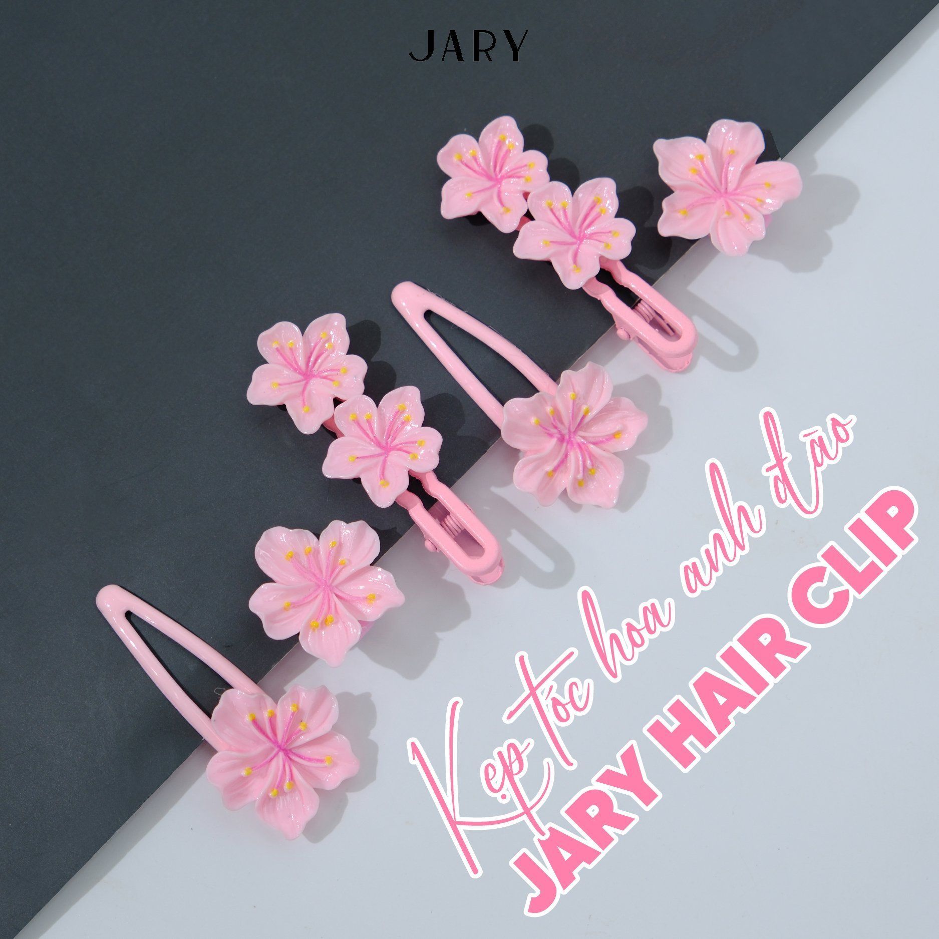 KẸP TÓC JARY HAIR CLIP SET 2 CÁI - HC2 - HC2.5 - HC2.5.1 - HOA ANH ĐÀO DẠNG KẸP NGẮN