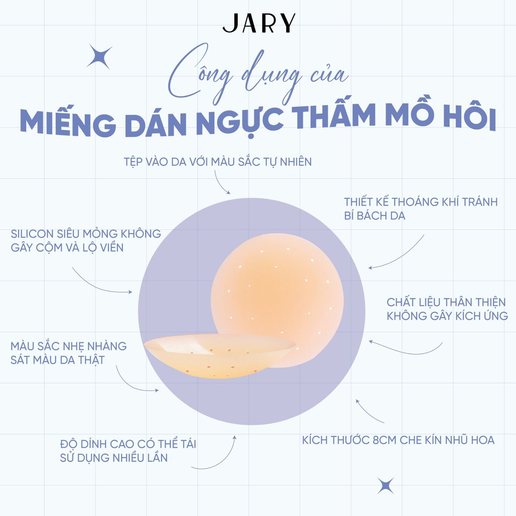 MIẾNG DÁN NGỰC SILICONE JARY NIPPLE COVERS - 02 - CHỐNG MỒ HÔI