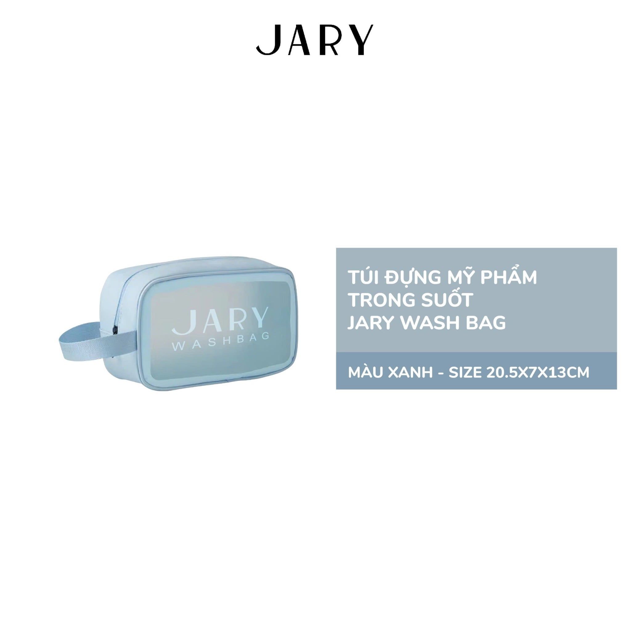 TÚI ĐỰNG MỸ PHẨM TRONG SUỐT JARY WASH BAG - MÀU XANH - SIZE S