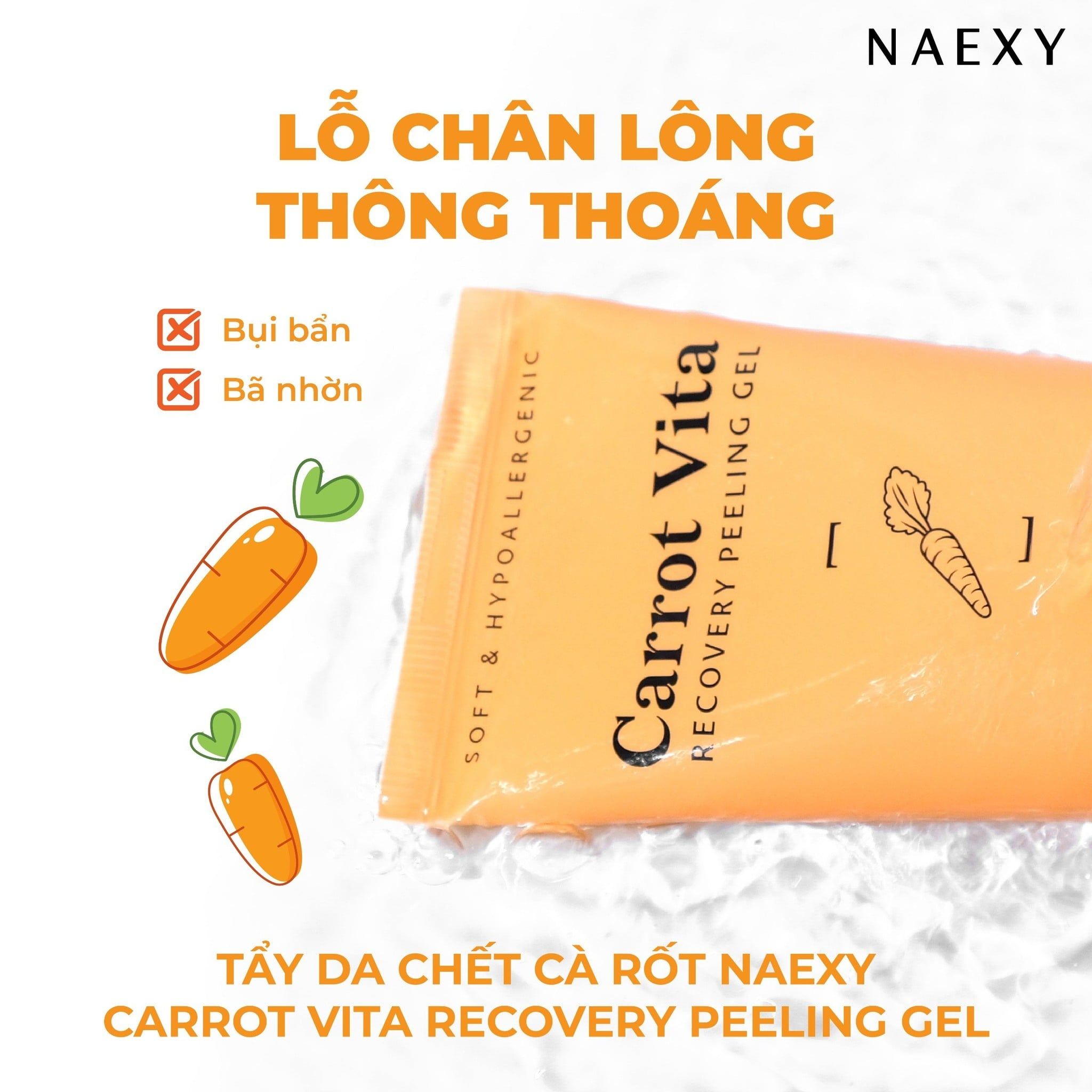 TẨY DA CHẾT CÀ RỐT NAEXY CARROT VITA RECOVERY PEELING GEL 150ML