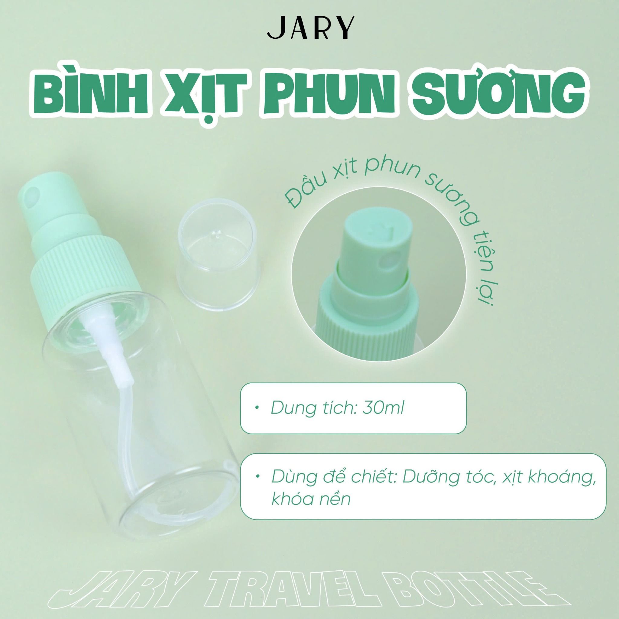 BỘ CHAI LỌ CHIẾT MỸ PHẨM JARY TRAVEL BOTTLE SET - 02 - MÀU XANH LÁ