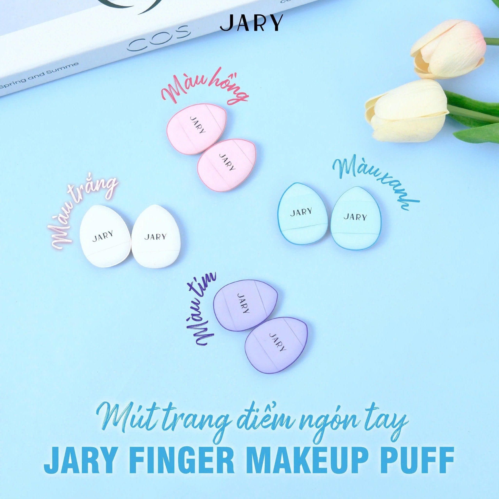 MÚT NGÓN TAY JARY FINGER MAKEUP PUFF (2 MIẾNG) - MÀU XANH