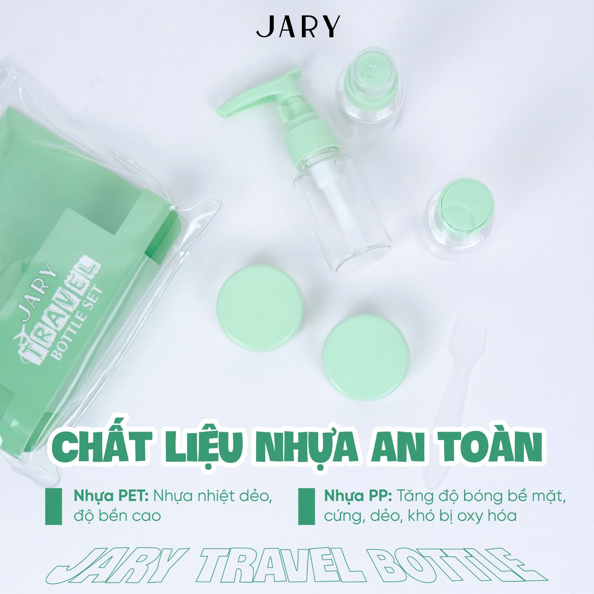 BỘ CHAI LỌ CHIẾT MỸ PHẨM JARY TRAVEL BOTTLE SET - 02 - MÀU XANH LÁ