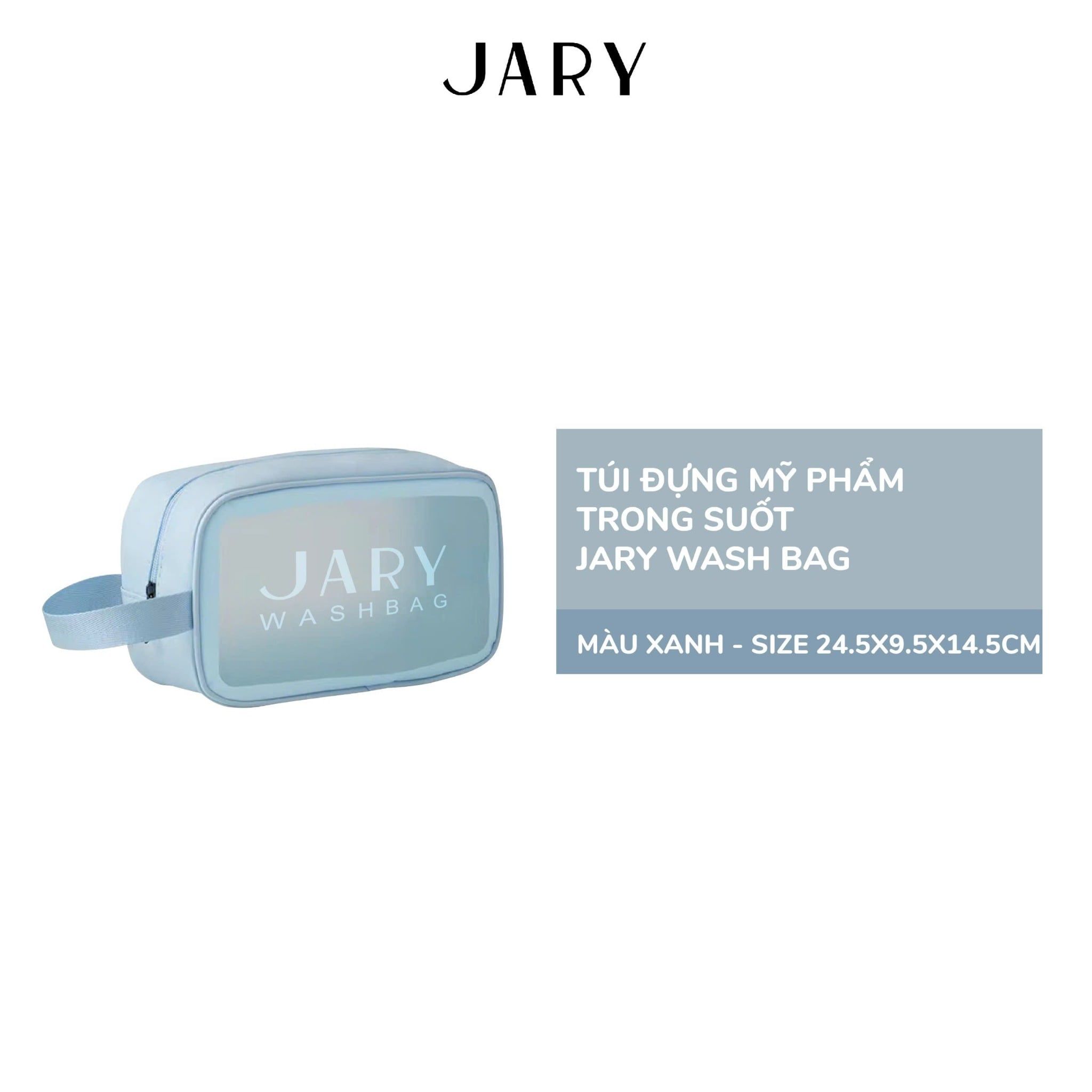 TÚI ĐỰNG MỸ PHẨM TRONG SUỐT JARY WASH BAG - MÀU XANH - SIZE M