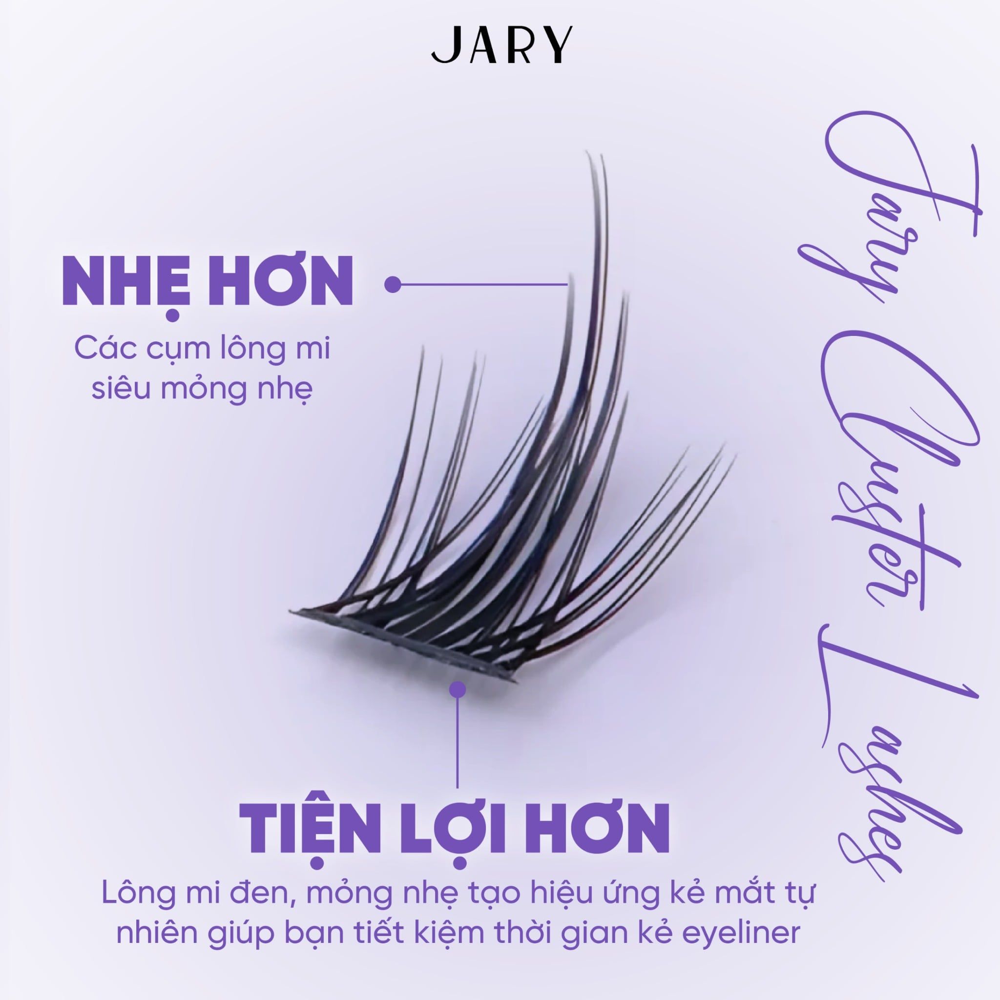 LÔNG MI CỤM TỰ NHIÊN JARY CLUSTER LASHES HỘP NHỰA 5 HÀNG - C2 TAI THỎ NHẠT