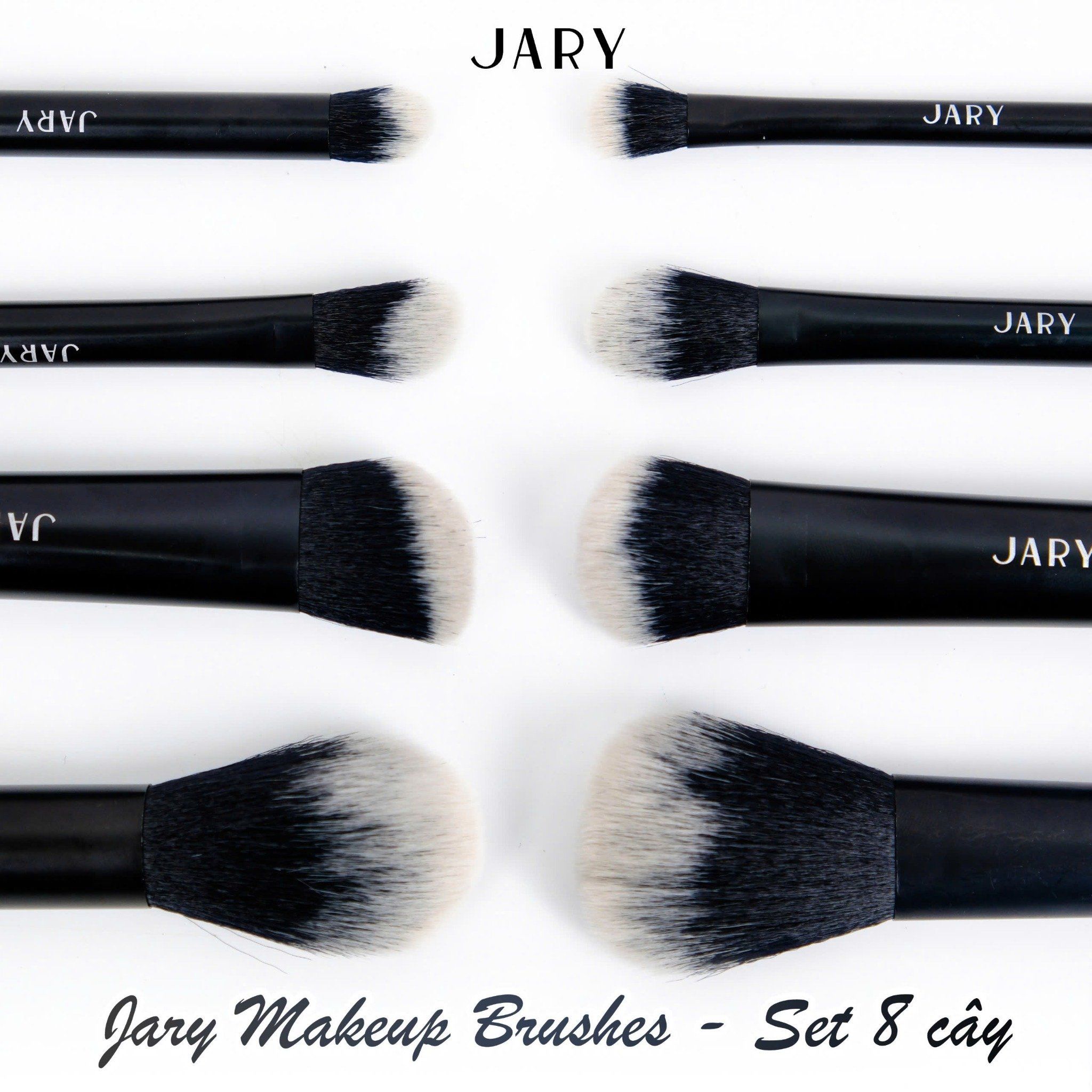 BỘ CỌ TRANG ĐIỂM JARY MAKEUP BRUSH - SET 8 CÂY - MÀU ĐEN + TÚI ĐỰNG DA PU