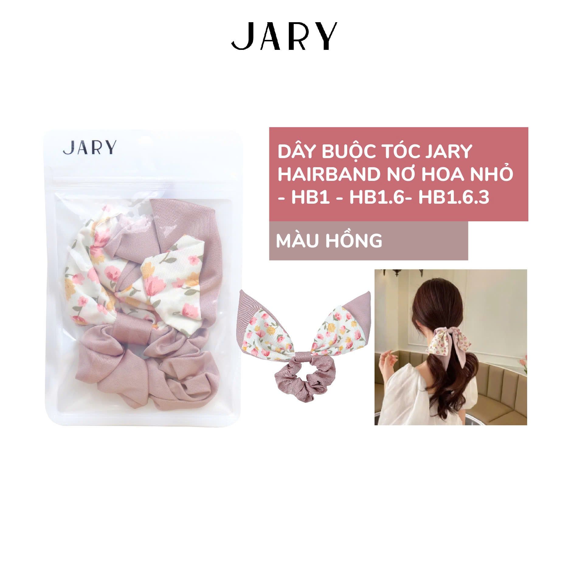 DÂY BUỘC TÓC JARY HAIRBAND NƠ HOA NHỎ - HB1.6 - HB1.6.3 - MÀU HỒNG
