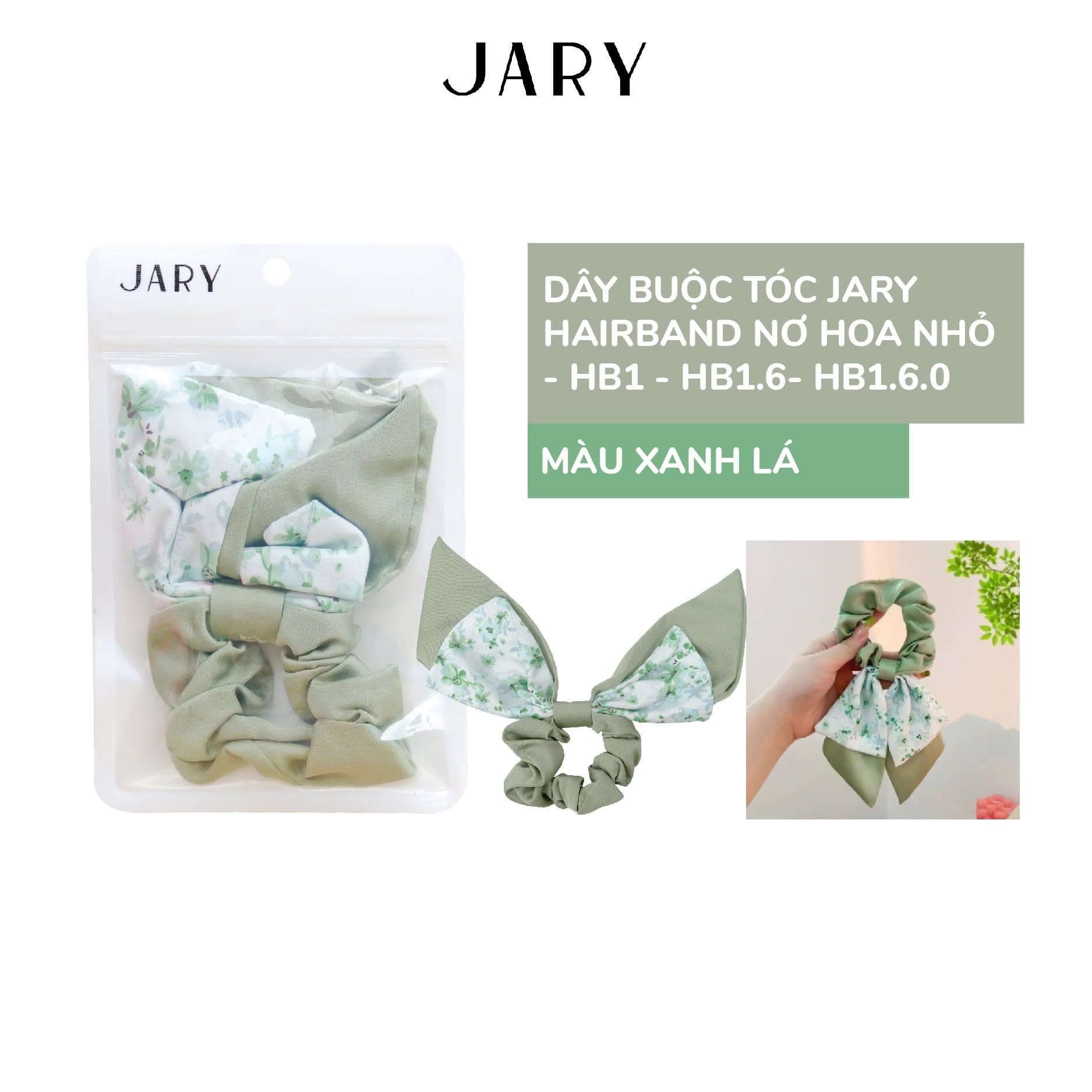 DÂY BUỘC TÓC JARY HAIRBAND NƠ HOA NHỎ - HB1 - HB1.6 - HB1.6.0 - MÀU XANH LÁ