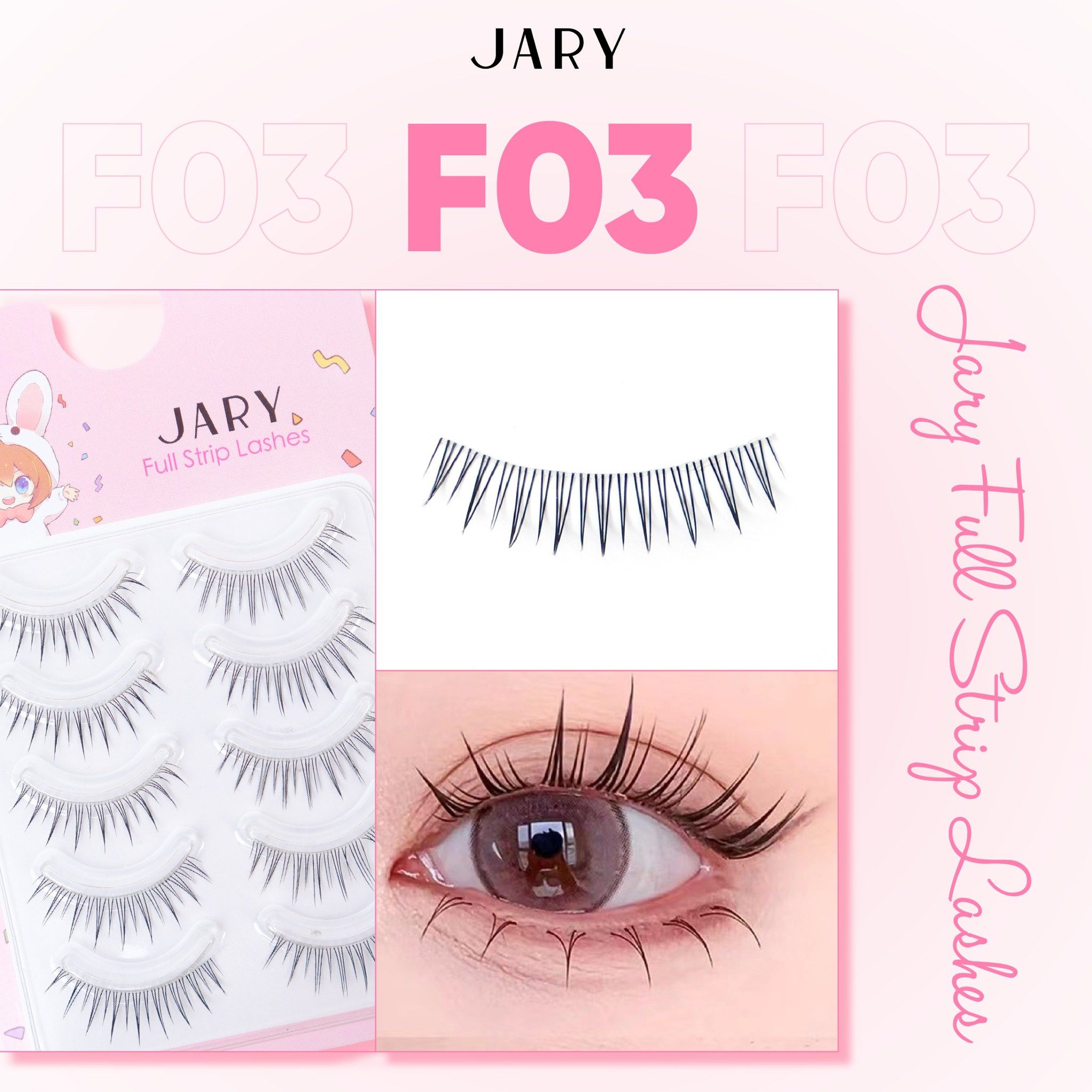 LÔNG MI GIẢ GÂN TRONG JARY FULL STRIP LASHES - F03
