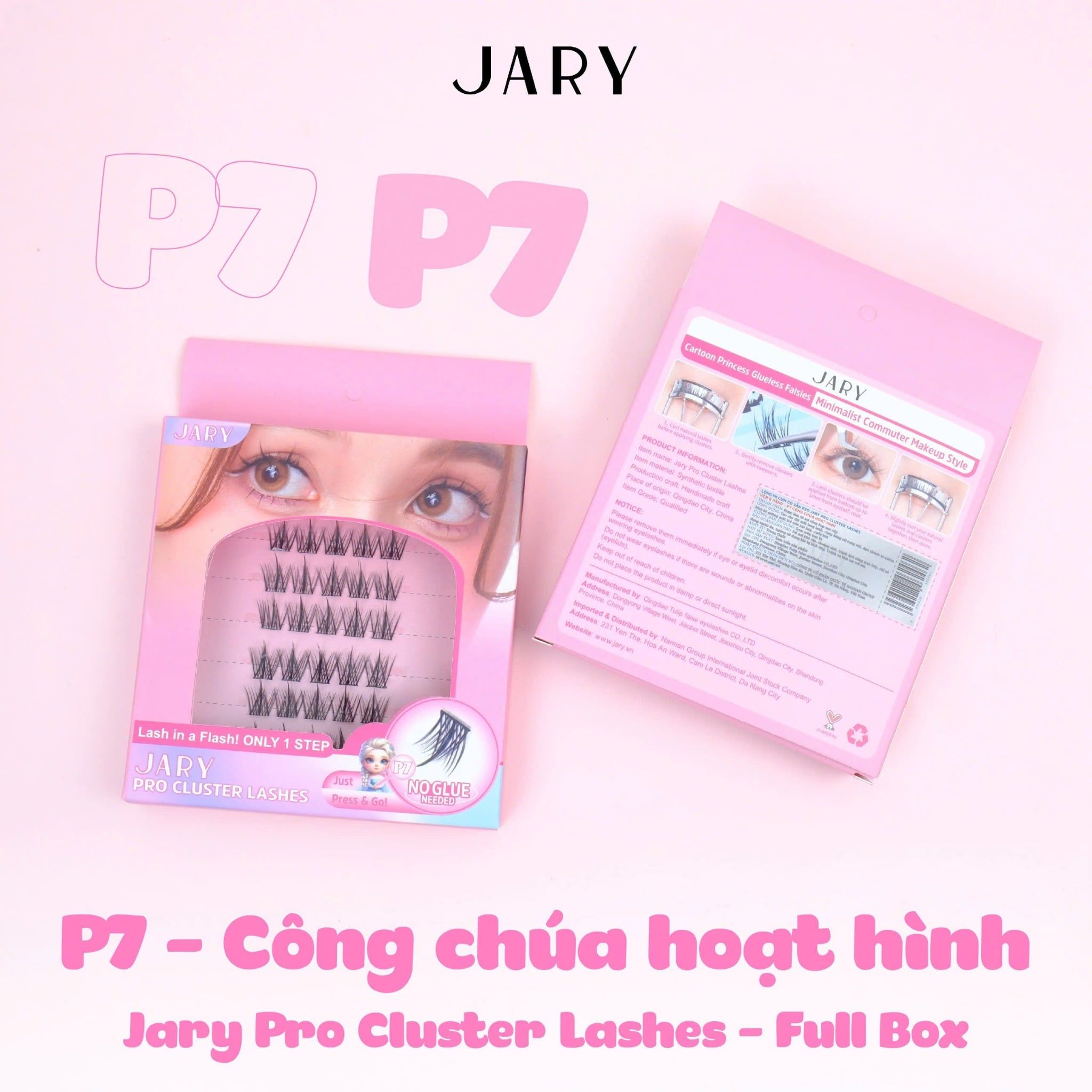 LÔNG MI CỤM CÓ SẴN KEO JARY PRO CLUSTER LASHES HỘP NHỰA 6 HÀNG - P7 CÔNG CHÚA HOẠT HÌNH - FULLBOX
