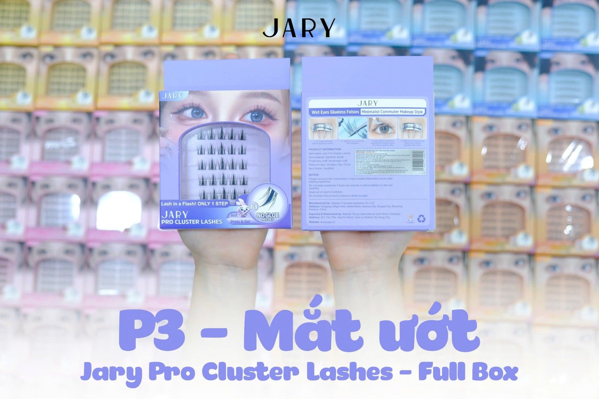 LÔNG MI CỤM CÓ SẴN KEO JARY PRO CLUSTER LASHES HỘP NHỰA 6 HÀNG - P3 MẮT ƯỚT - FULLBOX